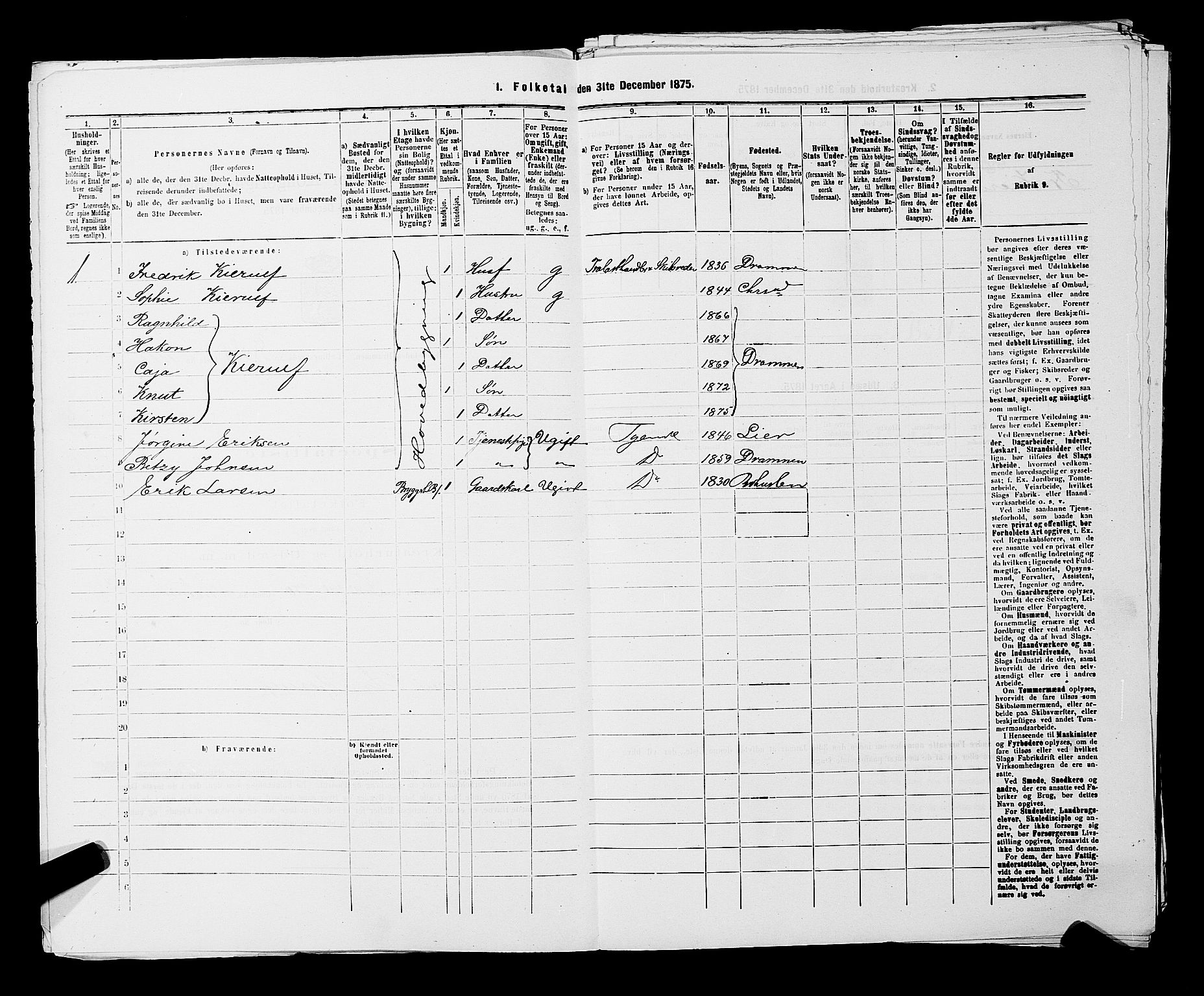 SAKO, 1875 census for 0602 Drammen, 1875, p. 2962