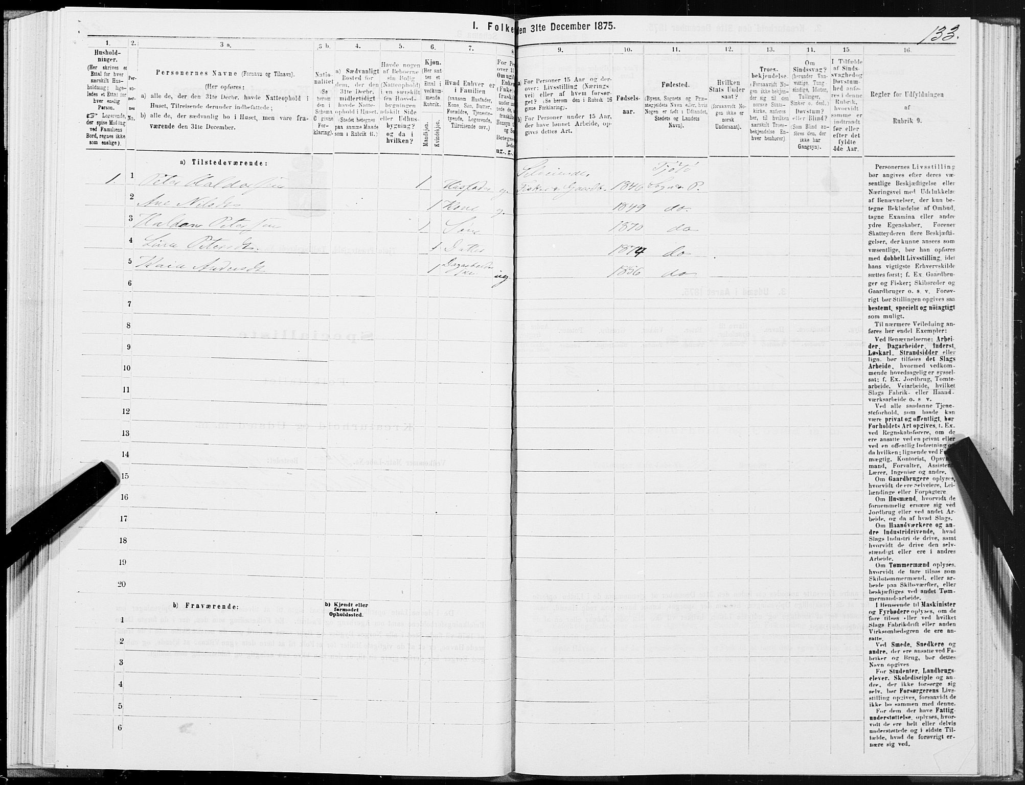 SAT, 1875 census for 1817P Tjøtta, 1875, p. 2133