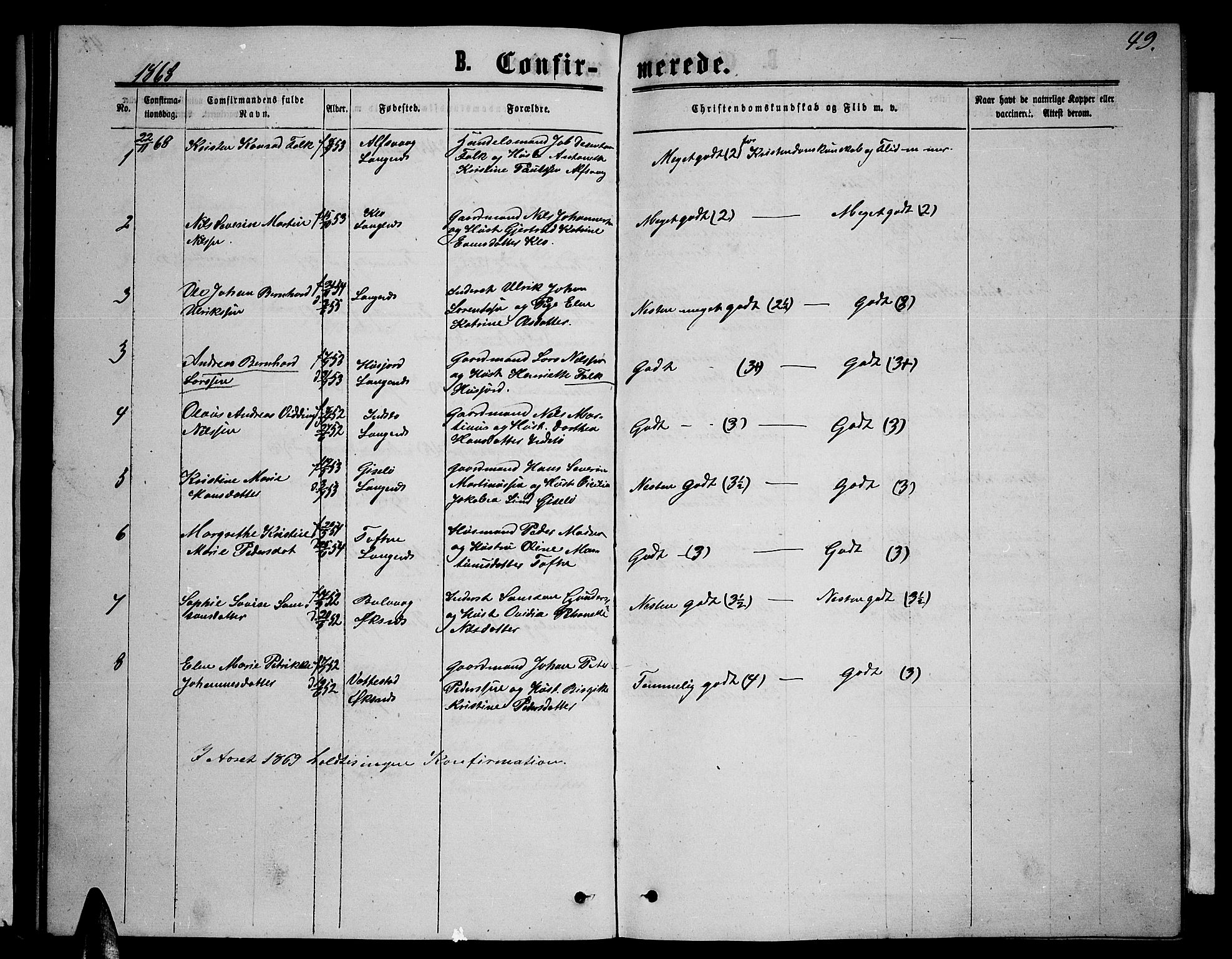 Ministerialprotokoller, klokkerbøker og fødselsregistre - Nordland, SAT/A-1459/894/L1358: Parish register (copy) no. 894C01, 1864-1877, p. 49