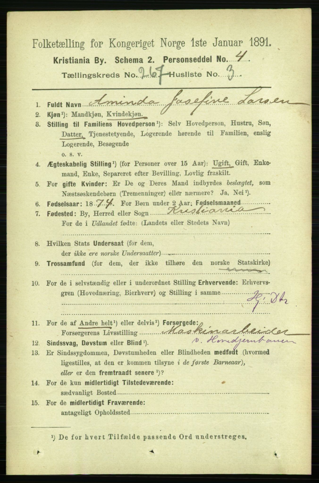 RA, 1891 census for 0301 Kristiania, 1891, p. 161560