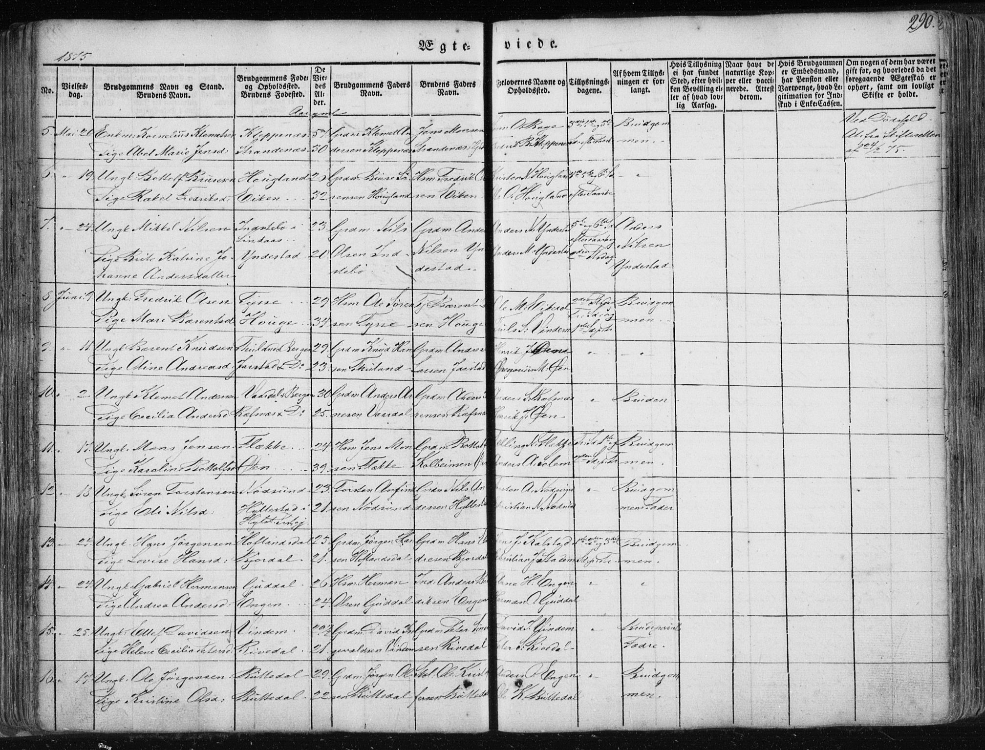 Fjaler sokneprestembete, SAB/A-79801/H/Haa/Haaa/L0006: Parish register (official) no. A 6, 1835-1884, p. 290