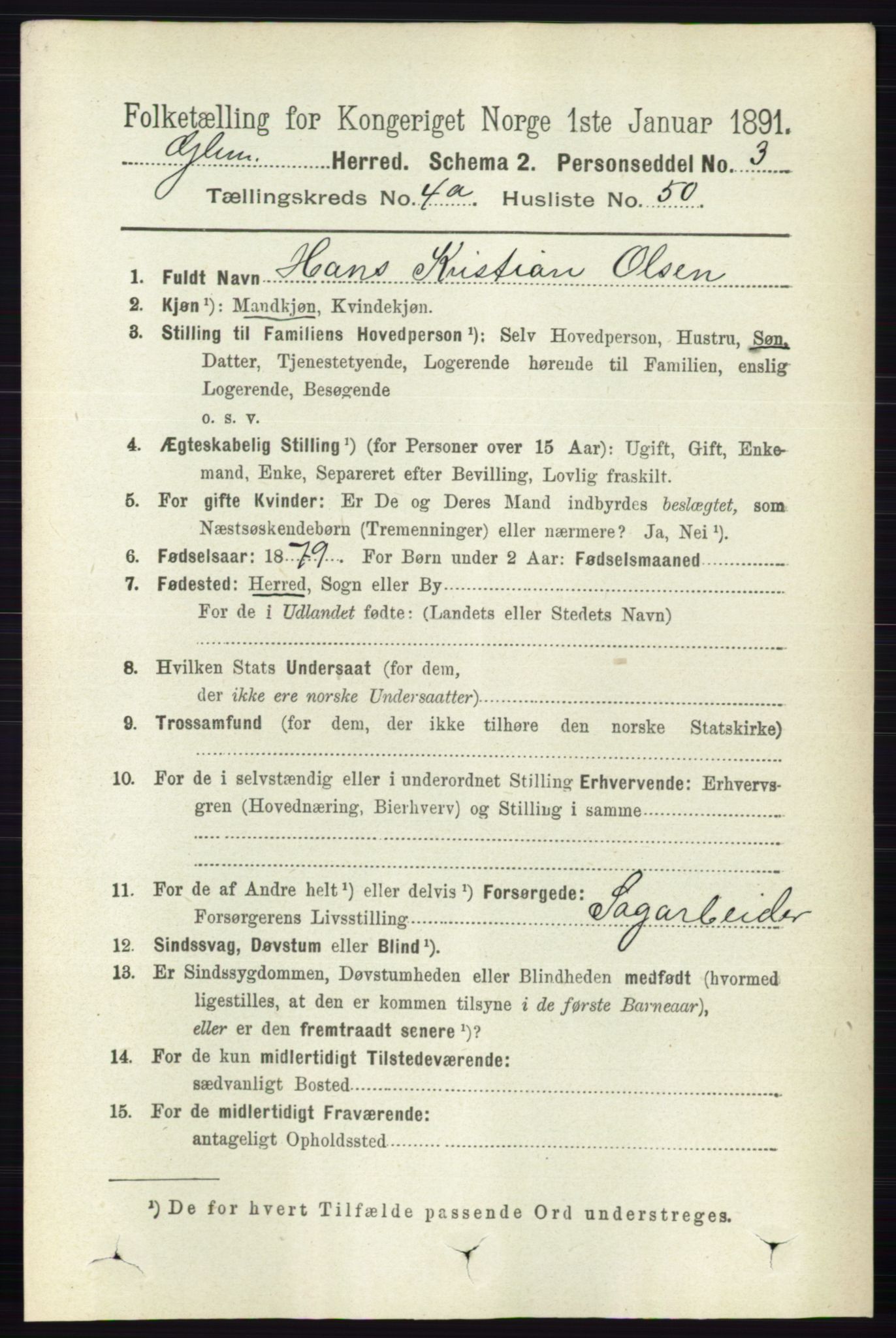 RA, 1891 census for 0132 Glemmen, 1891, p. 3956