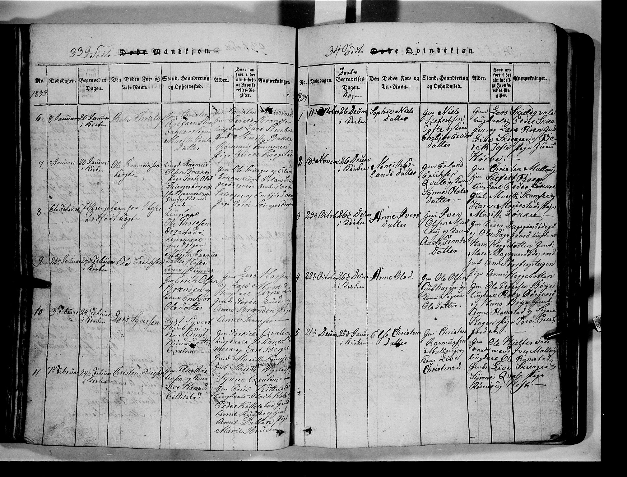 Lom prestekontor, SAH/PREST-070/L/L0003: Parish register (copy) no. 3, 1815-1844, p. 339-340