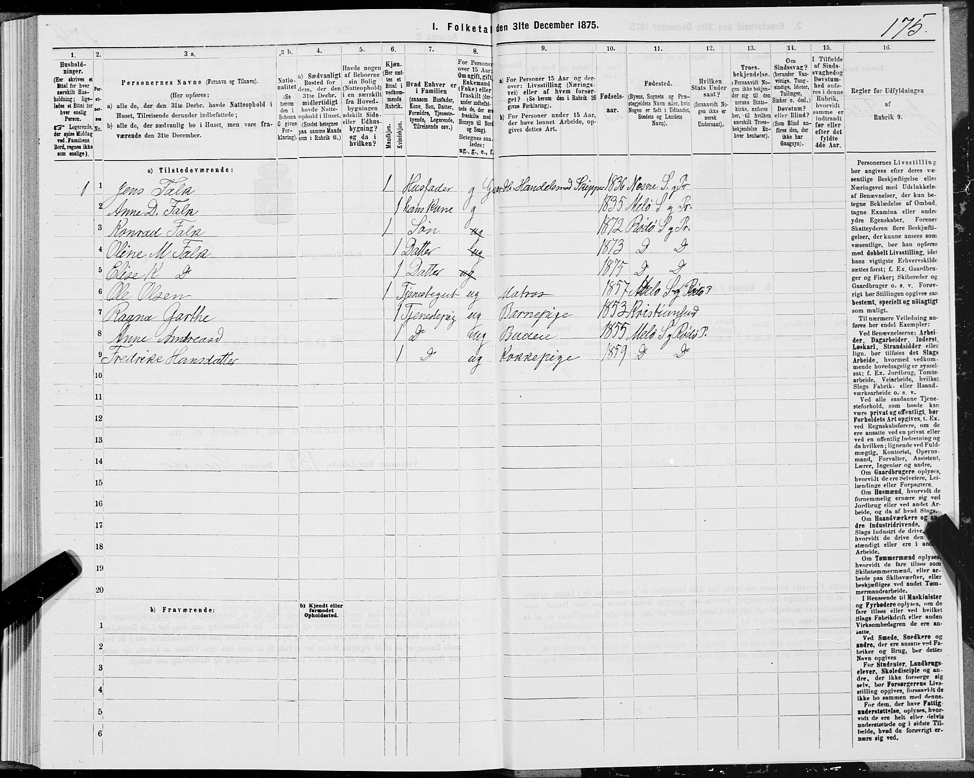 SAT, 1875 census for 1836P Rødøy, 1875, p. 1175