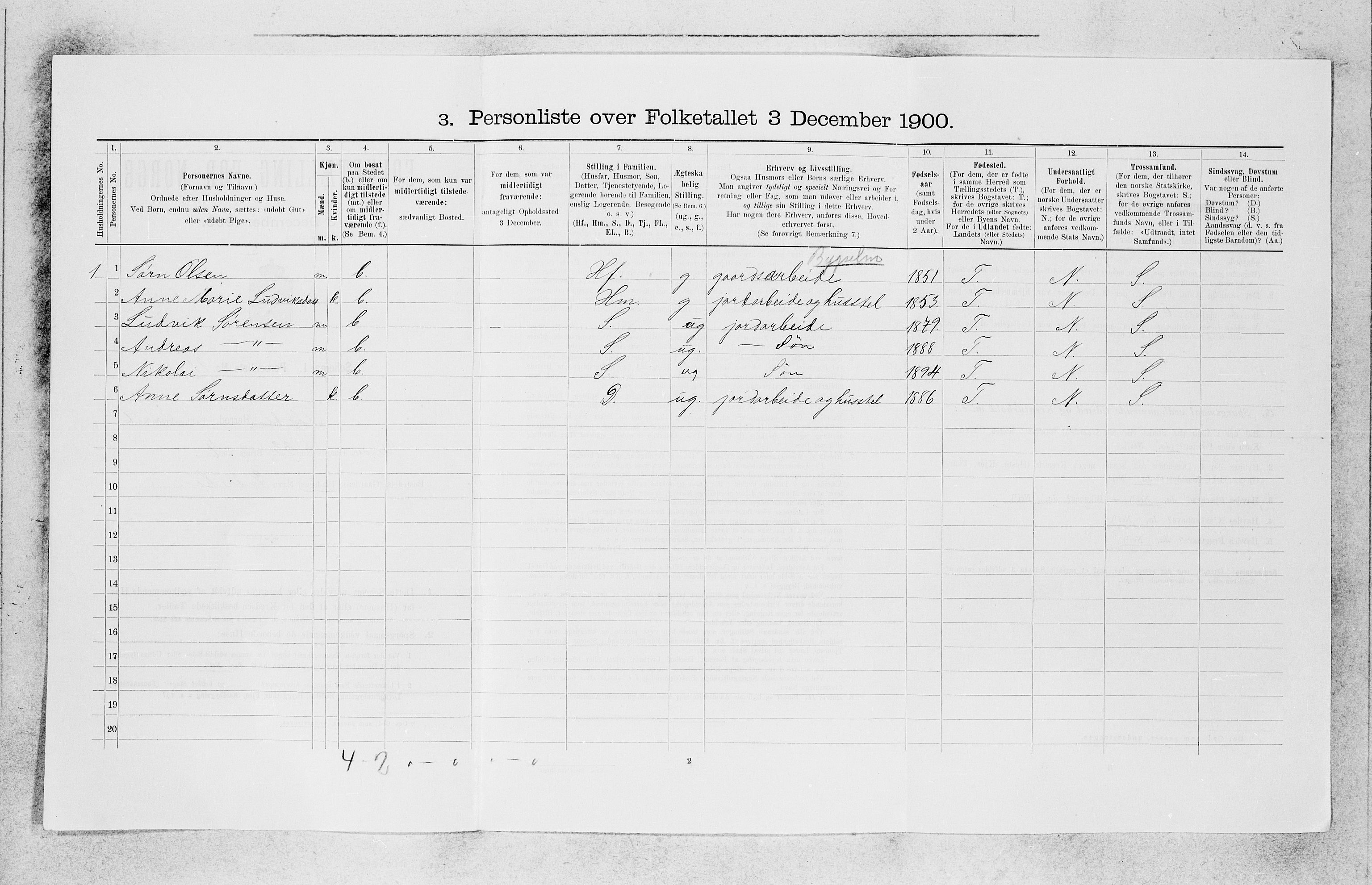 SAB, 1900 census for Førde, 1900, p. 644