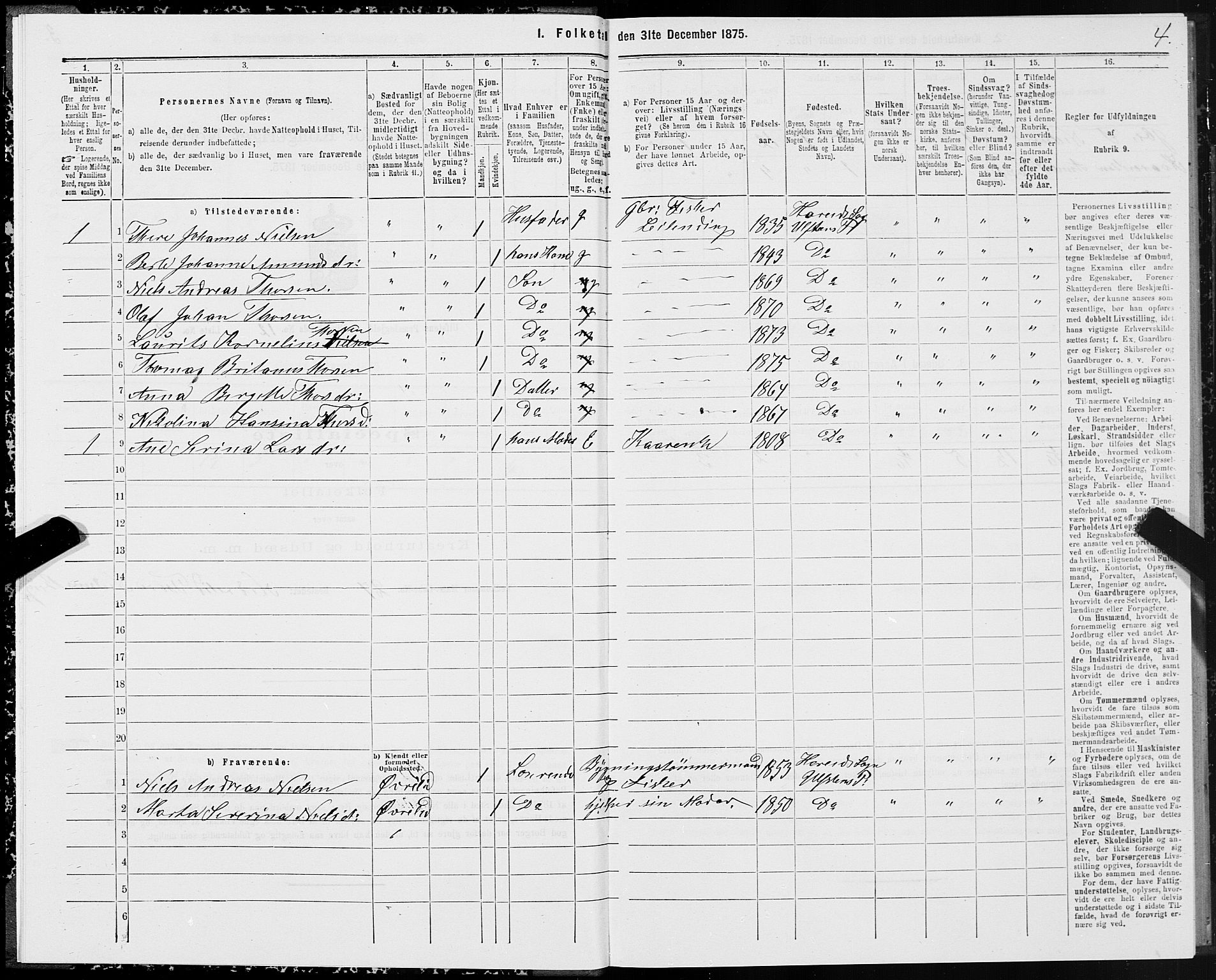 SAT, 1875 census for 1516P Ulstein, 1875, p. 5004