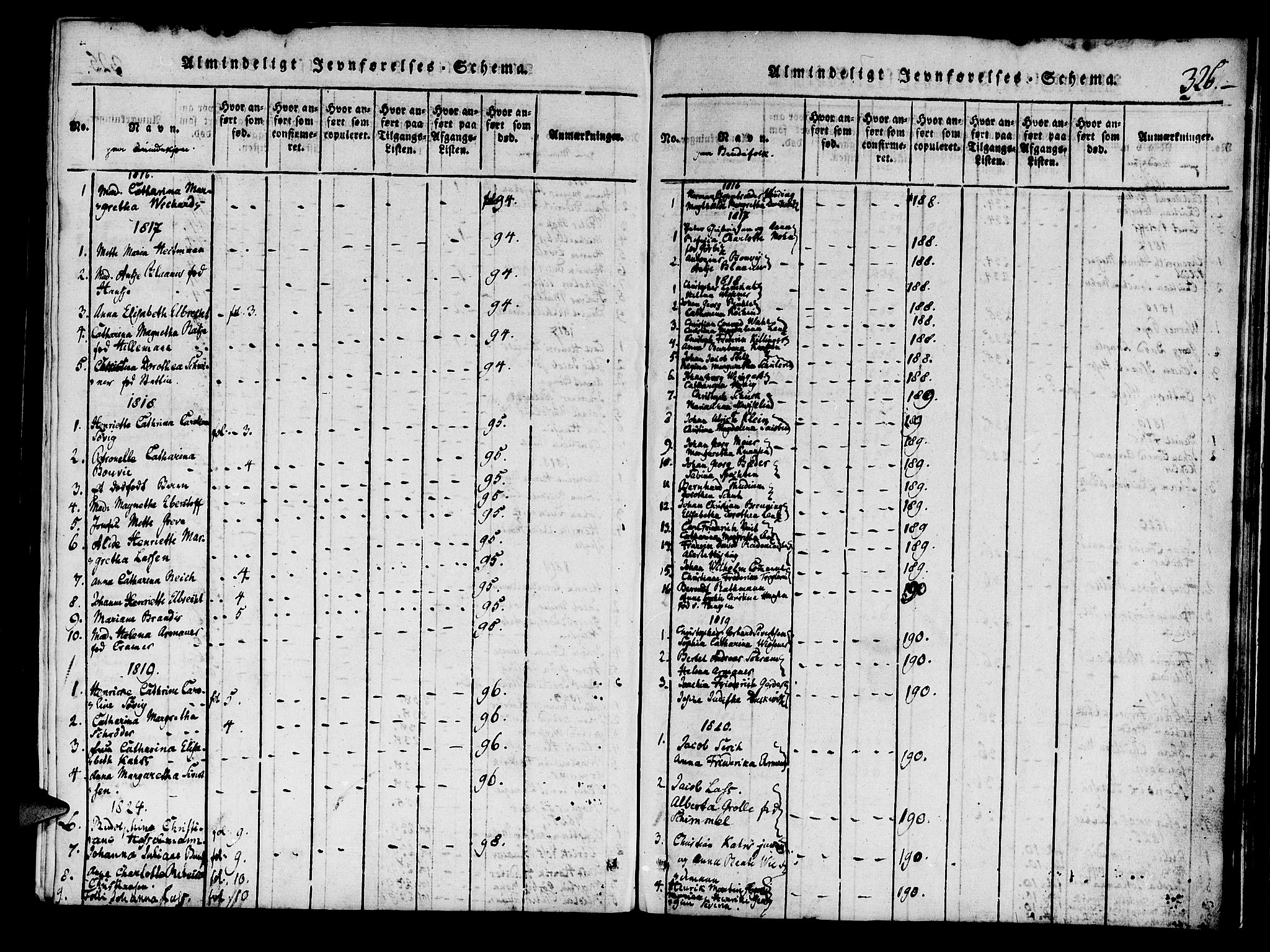 Mariakirken Sokneprestembete, SAB/A-76901/H/Haa/L0005: Parish register (official) no. A 5, 1815-1845, p. 326