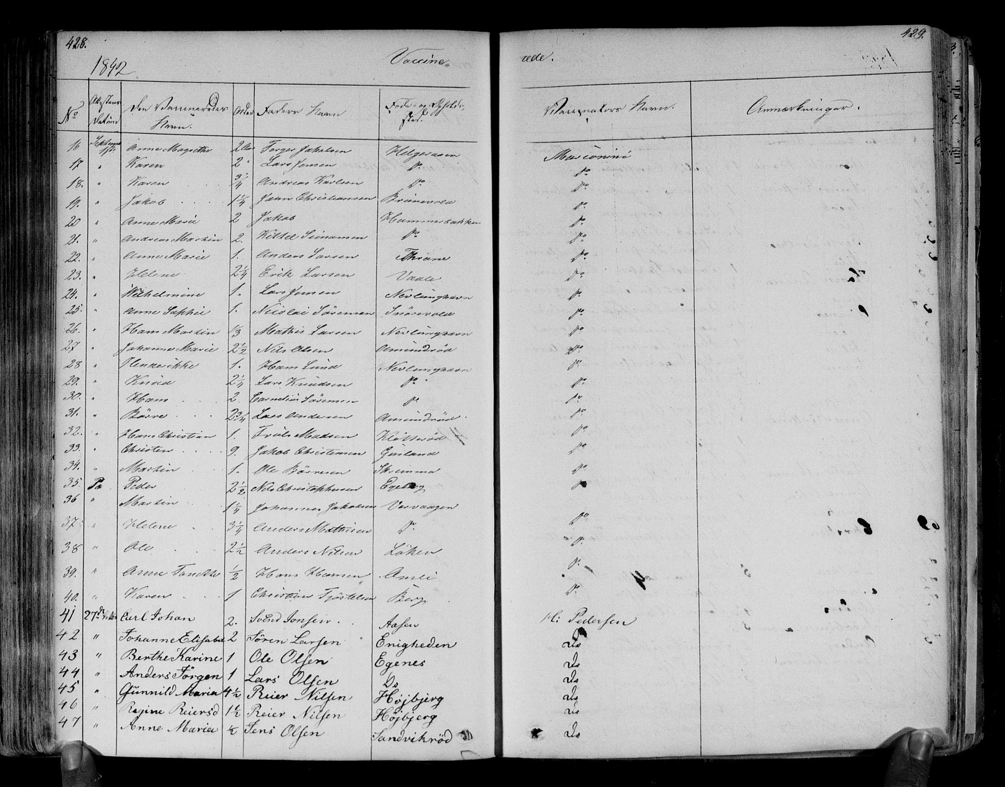 Brunlanes kirkebøker, SAKO/A-342/F/Fa/L0003: Parish register (official) no. I 3, 1834-1845, p. 428-429