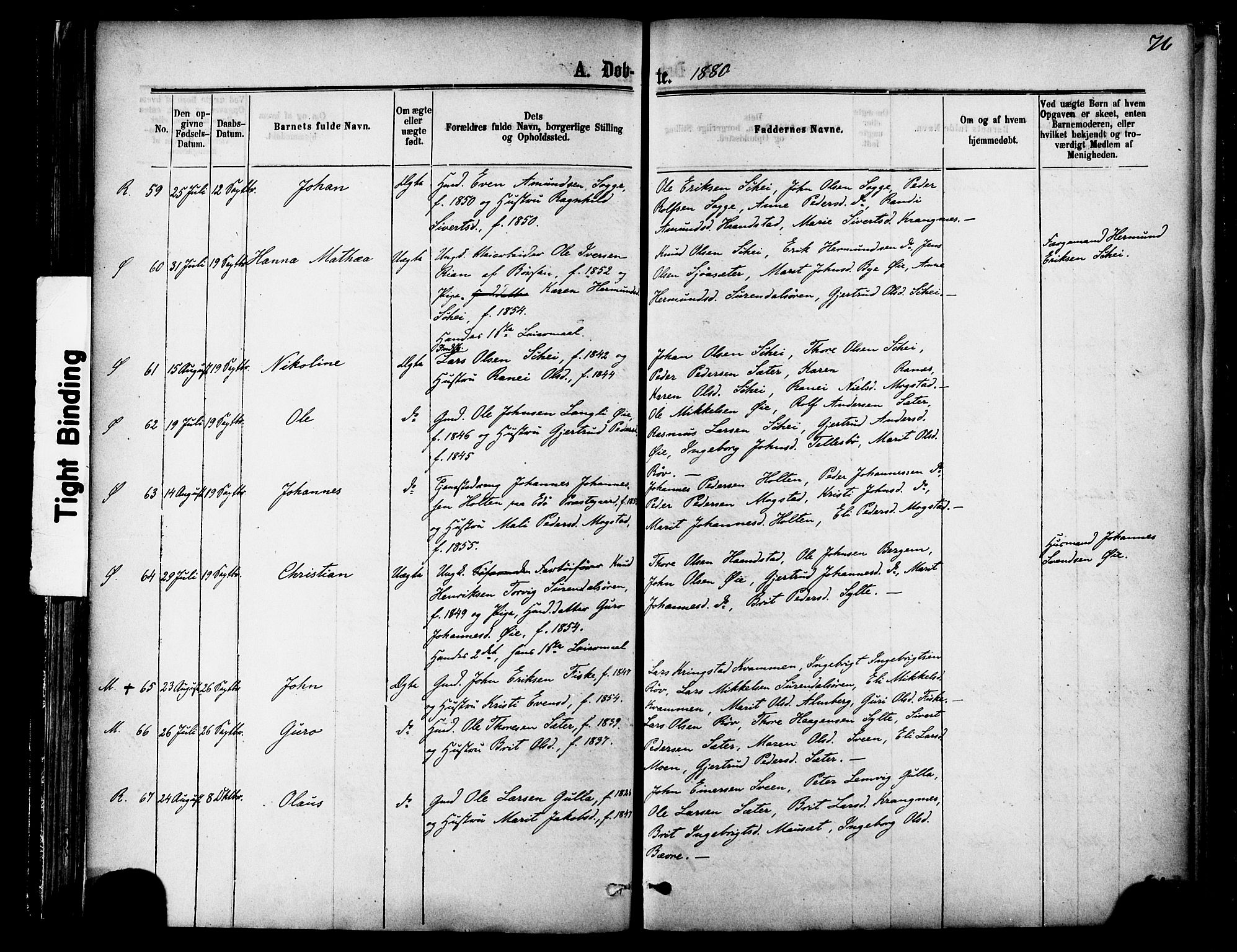 Ministerialprotokoller, klokkerbøker og fødselsregistre - Møre og Romsdal, AV/SAT-A-1454/595/L1046: Parish register (official) no. 595A08, 1874-1884, p. 76