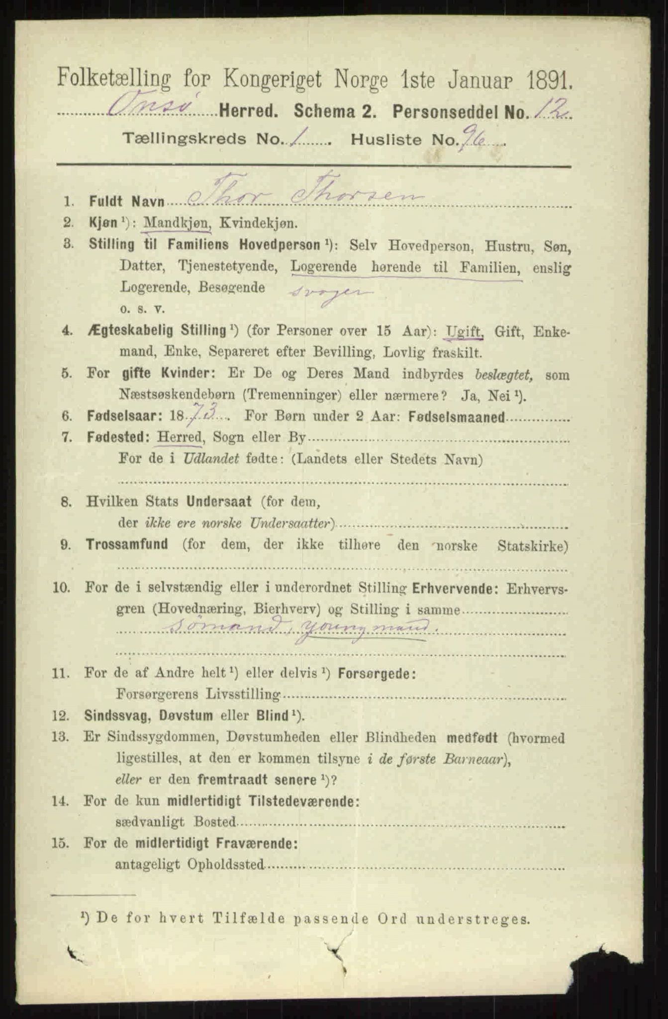 RA, 1891 census for 0134 Onsøy, 1891, p. 808