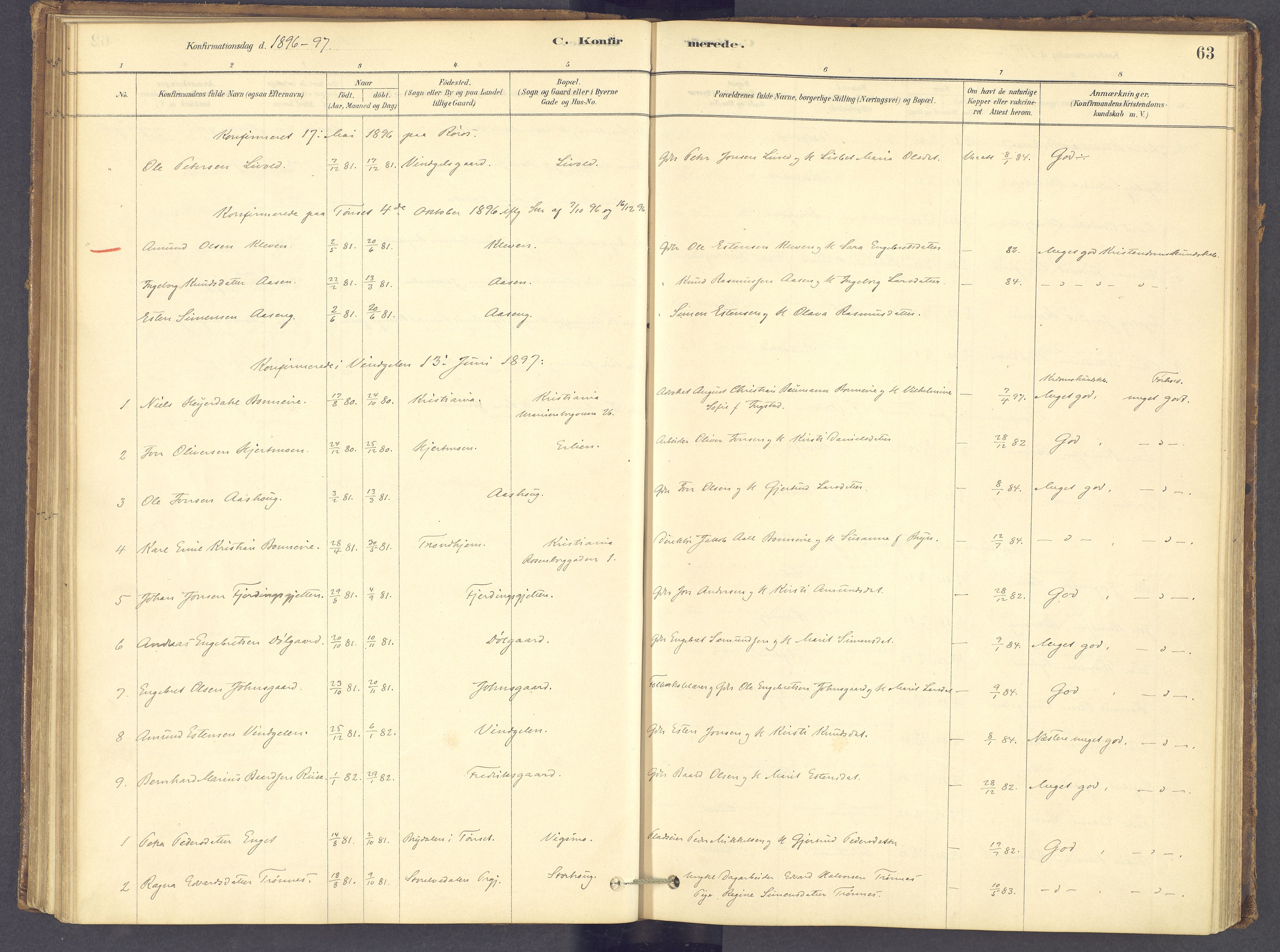 Tolga prestekontor, SAH/PREST-062/K/L0012: Parish register (official) no. 12, 1877-1925, p. 63