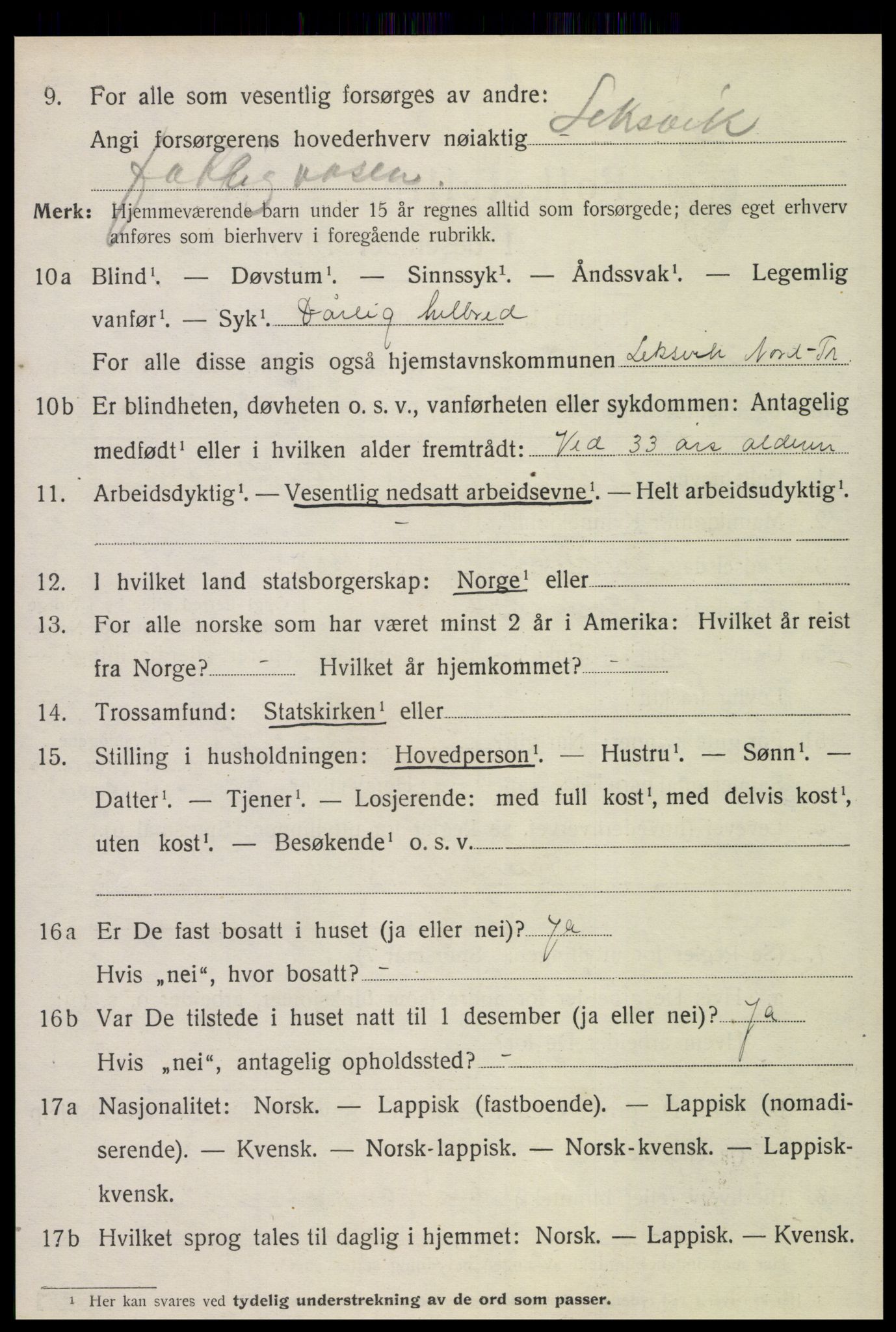 SAT, 1920 census for Leksvik, 1920, p. 3481