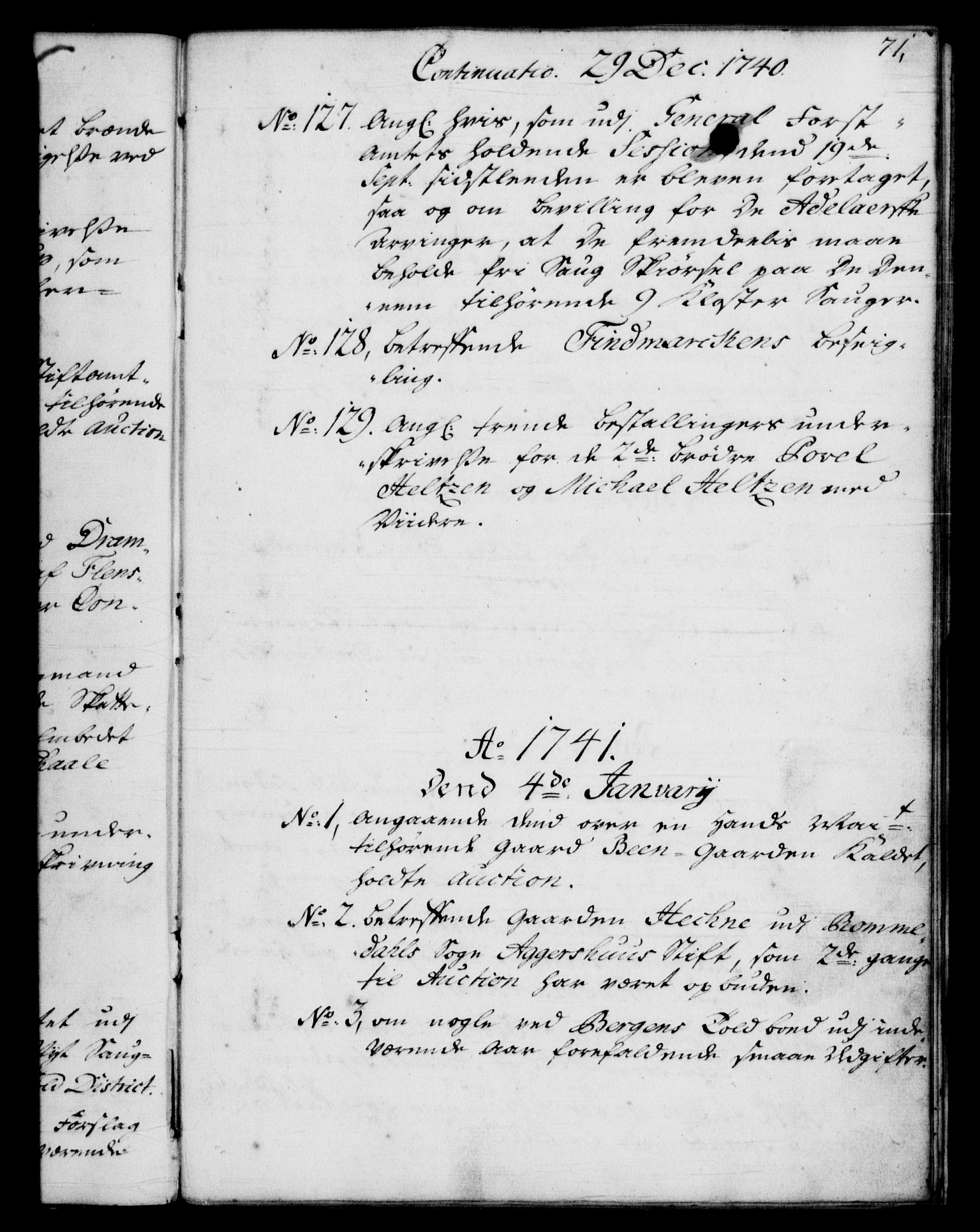Rentekammeret, Kammerkanselliet, RA/EA-3111/G/Gf/Gfb/L0004: Register til norske relasjons- og resolusjonsprotokoller (merket RK 52.99), 1736-1743, p. 71