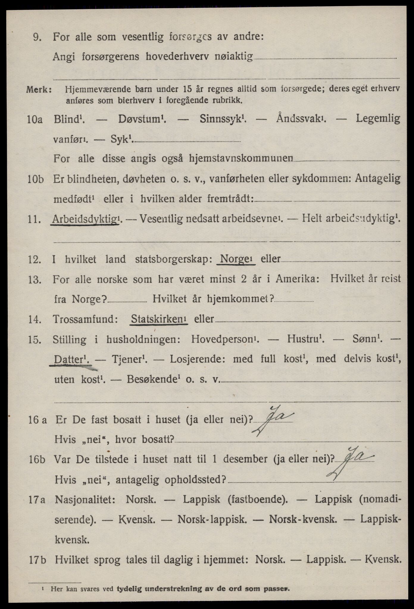 SAT, 1920 census for Selbu, 1920, p. 9449