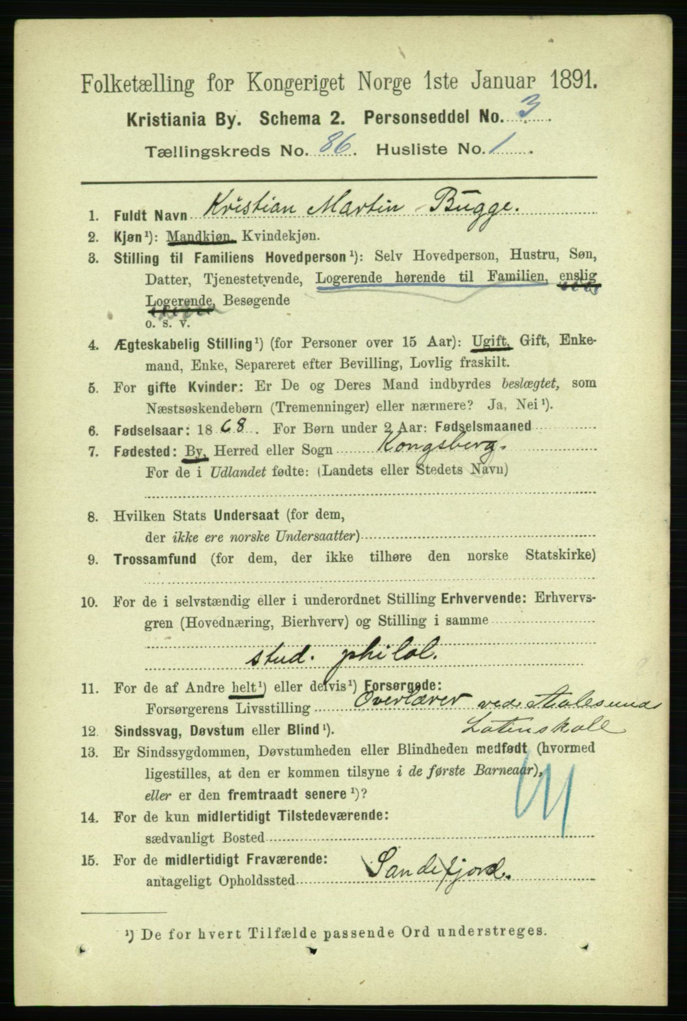 RA, 1891 census for 0301 Kristiania, 1891, p. 43018