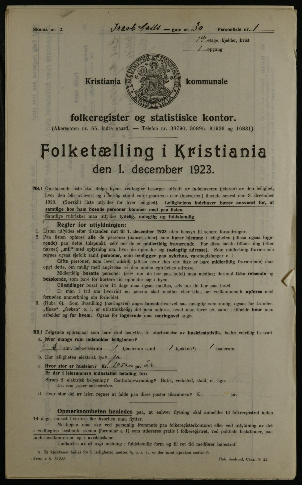 OBA, Municipal Census 1923 for Kristiania, 1923, p. 50348