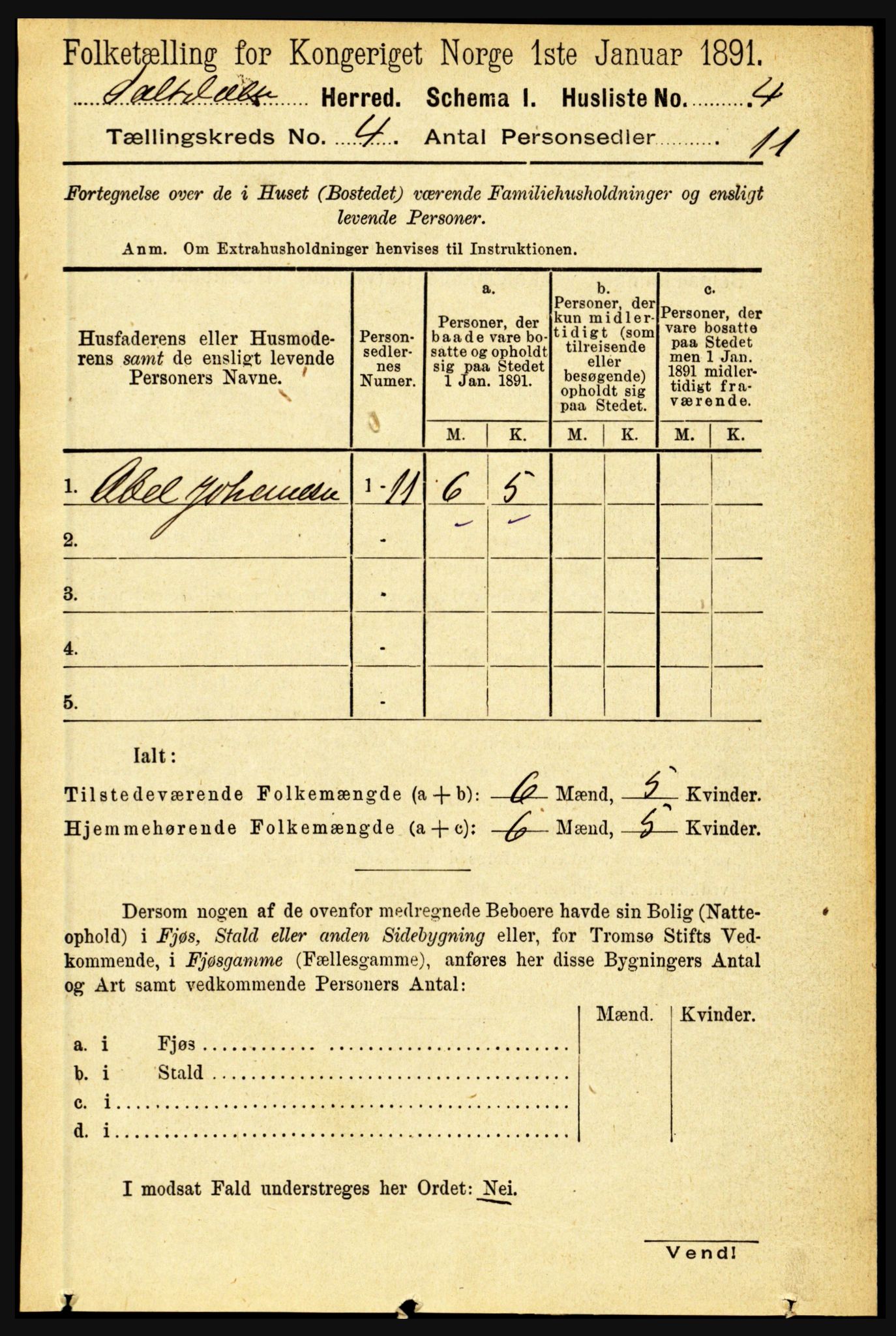 RA, 1891 census for 1840 Saltdal, 1891, p. 2267