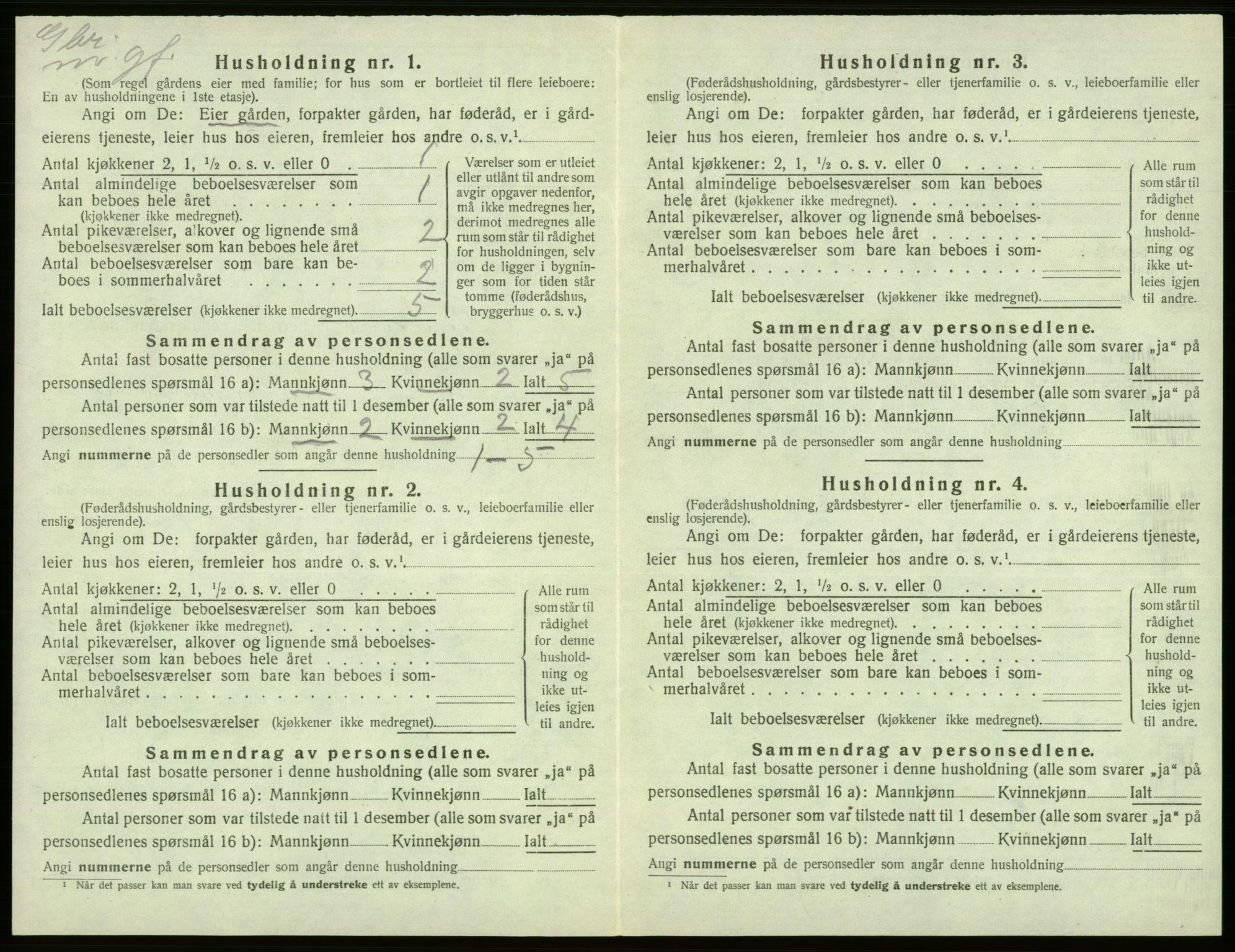 SAB, 1920 census for Tysnes, 1920, p. 1211