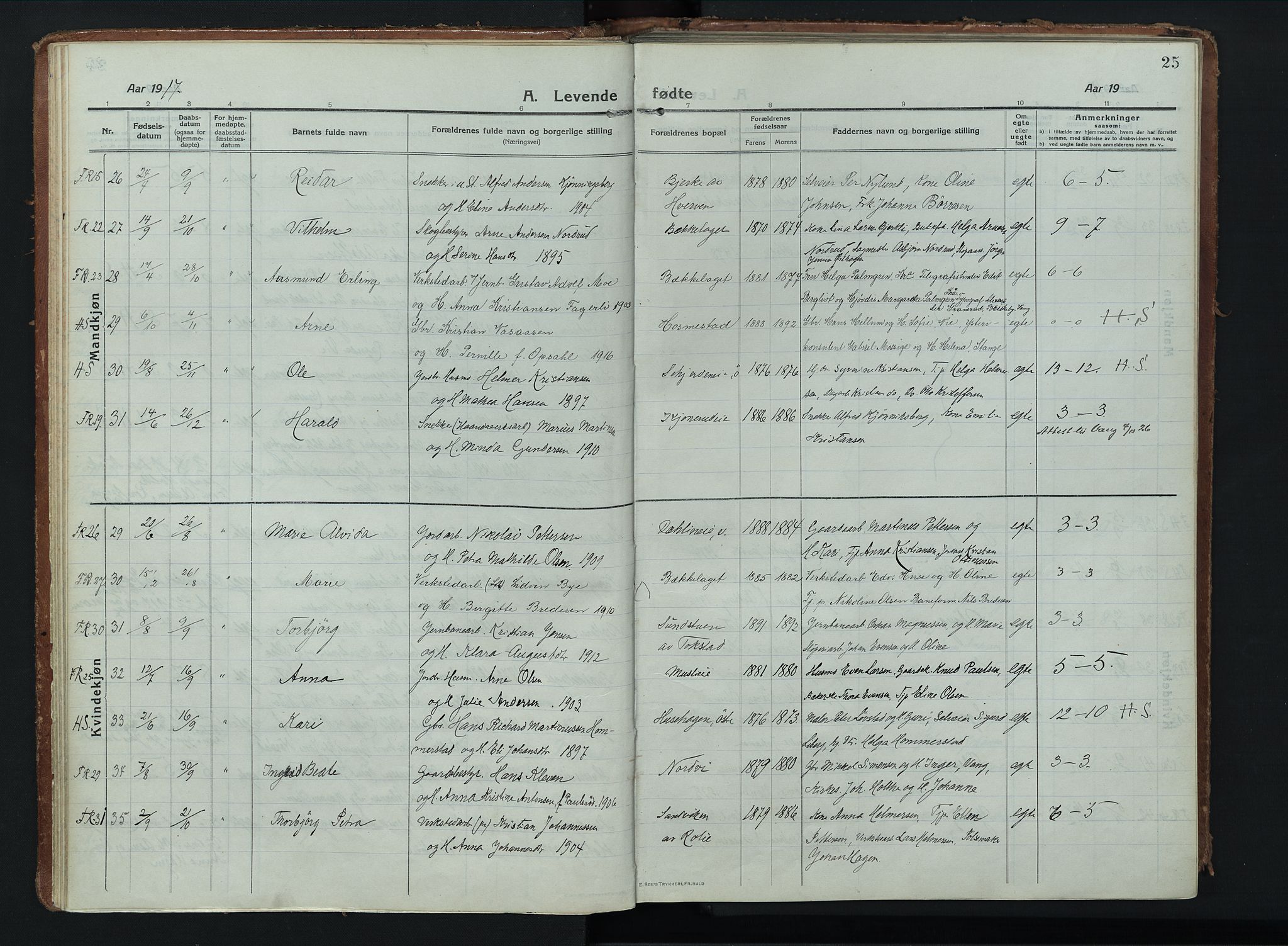 Stange prestekontor, AV/SAH-PREST-002/K/L0028: Parish register (official) no. 28, 1913-1932, p. 25