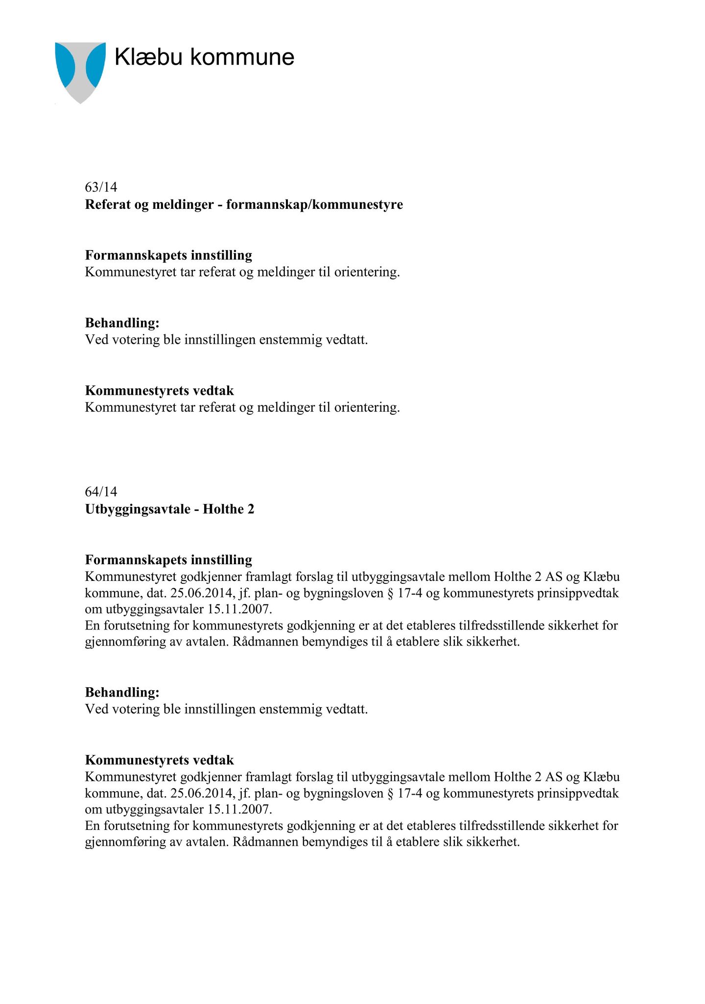 Klæbu Kommune, TRKO/KK/01-KS/L007: Kommunestyret - Møtedokumenter, 2014, p. 1849