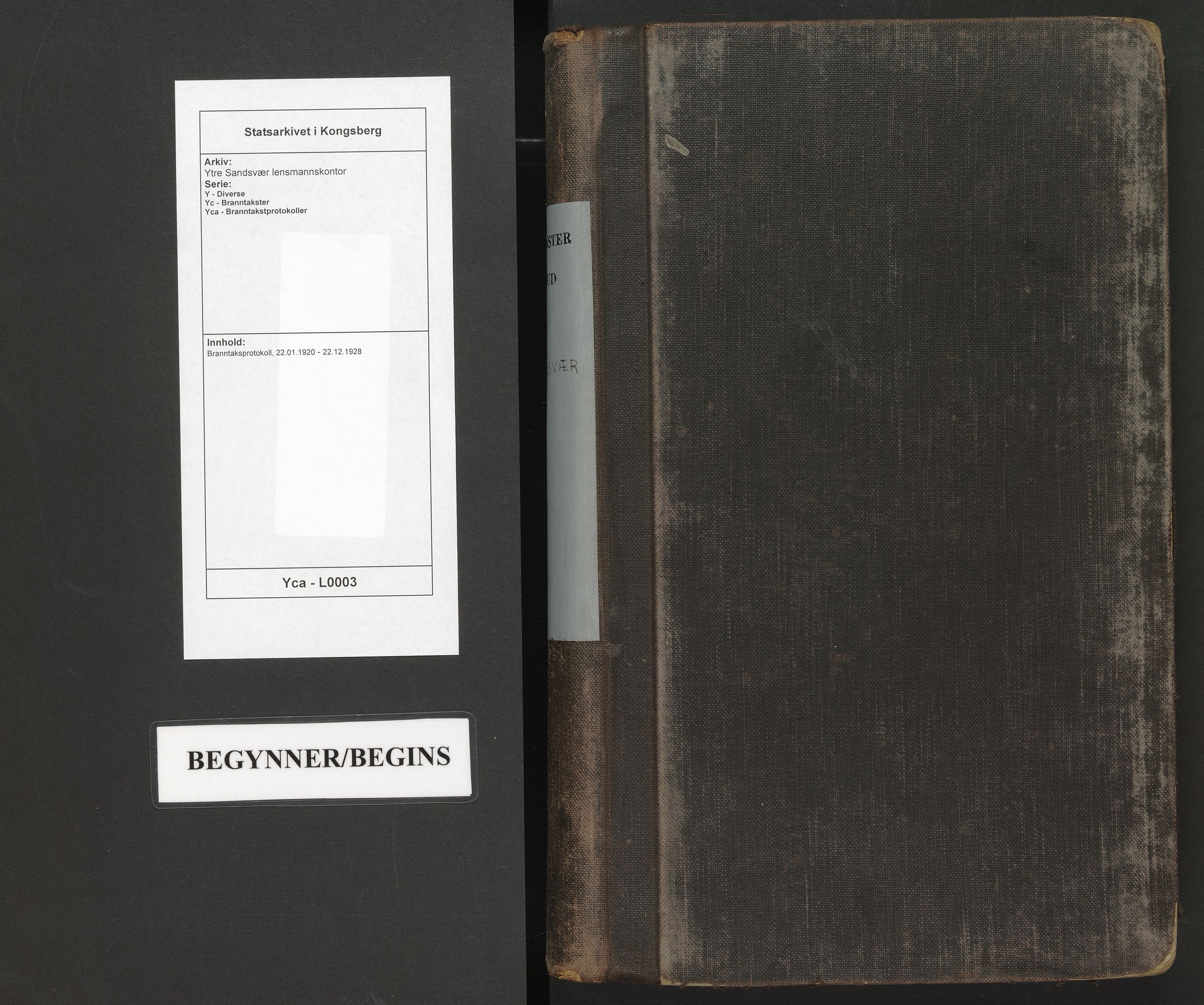Ytre Sandsvær lensmannskontor, AV/SAKO-A-523/Y/Yc/Yca/L0003: Branntaksprotokoll, 1920-1928