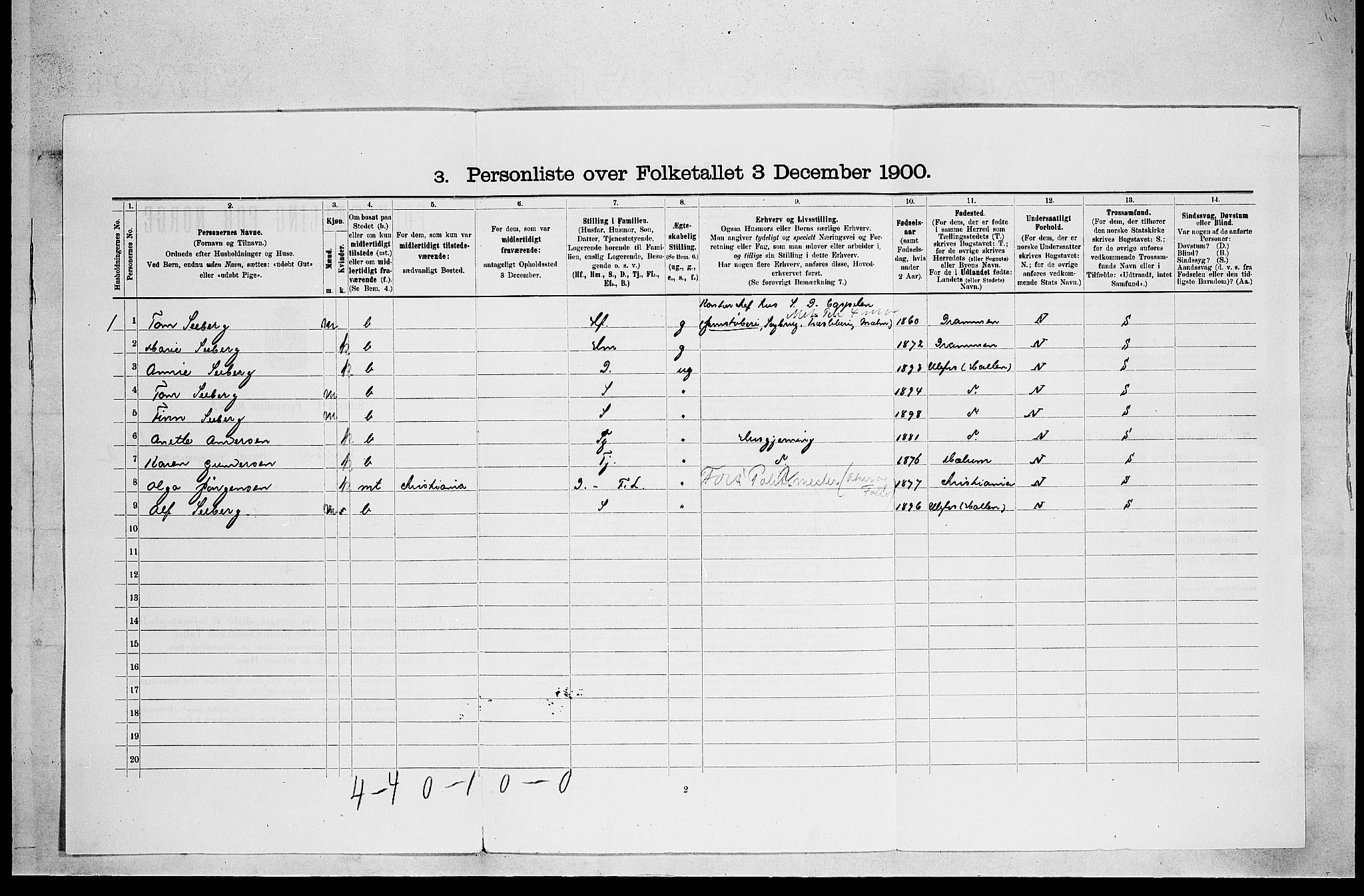 SAKO, 1900 census for Holla, 1900, p. 465