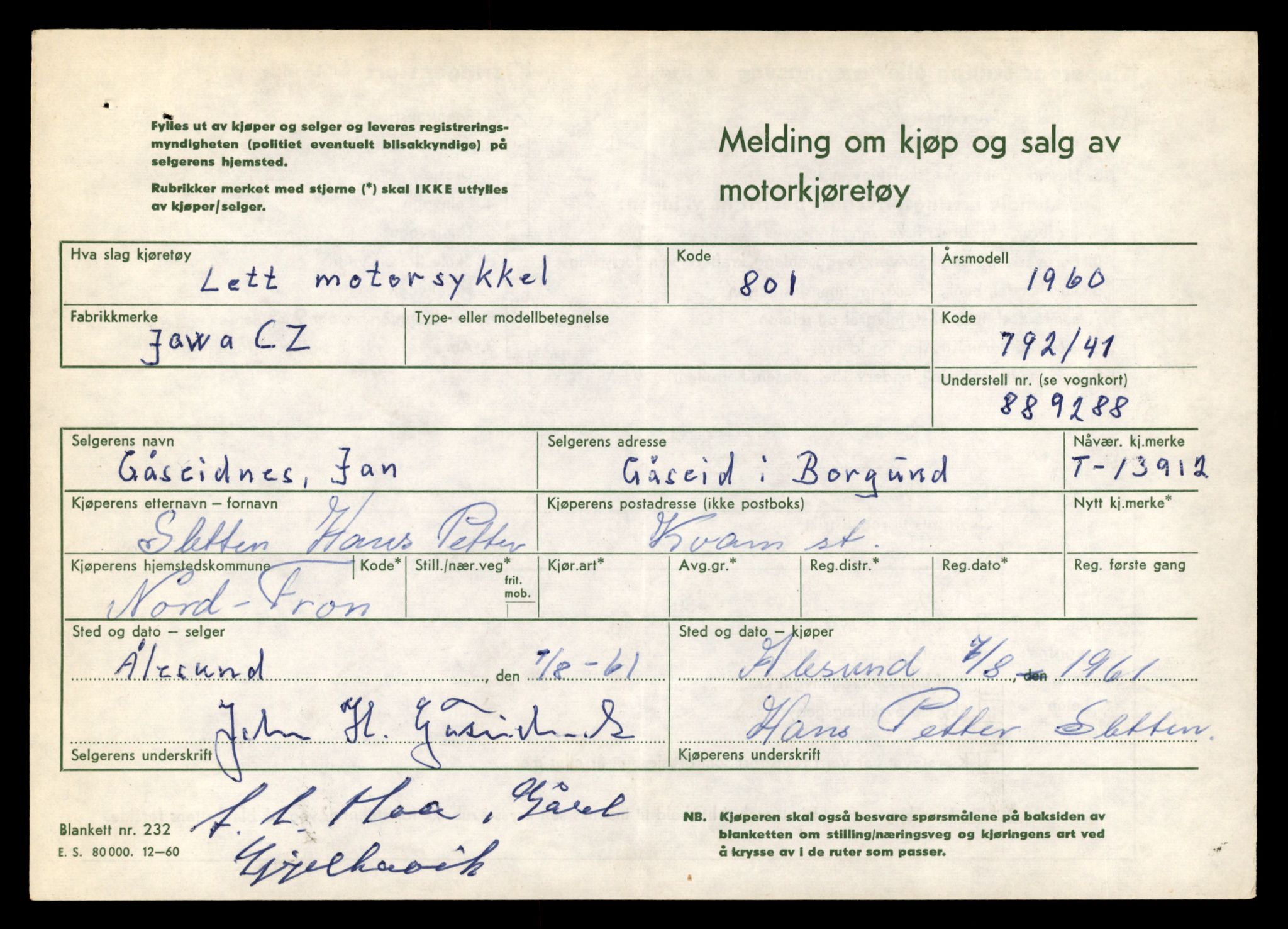 Møre og Romsdal vegkontor - Ålesund trafikkstasjon, AV/SAT-A-4099/F/Fe/L0042: Registreringskort for kjøretøy T 13906 - T 14079, 1927-1998, p. 93