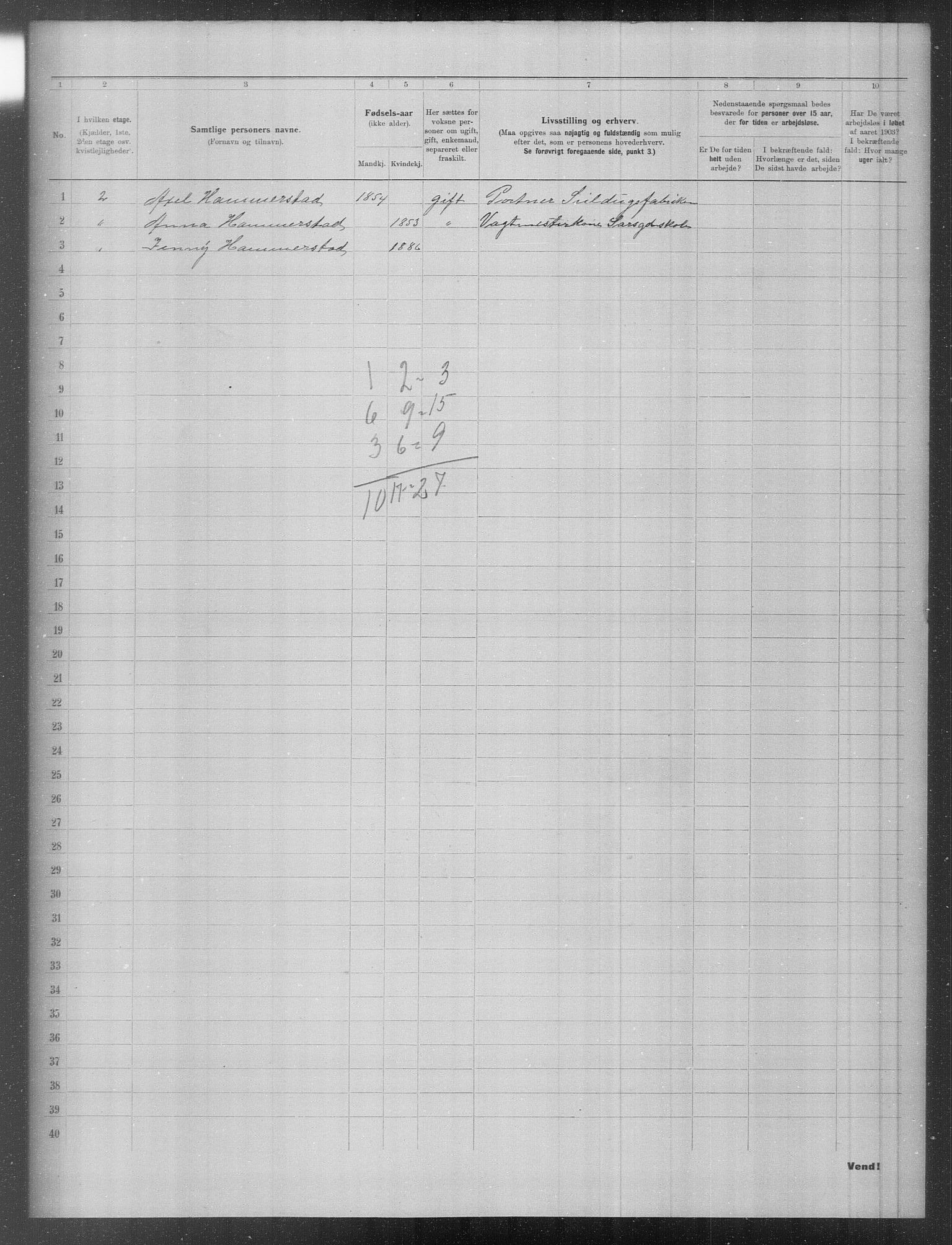 OBA, Municipal Census 1903 for Kristiania, 1903, p. 11044