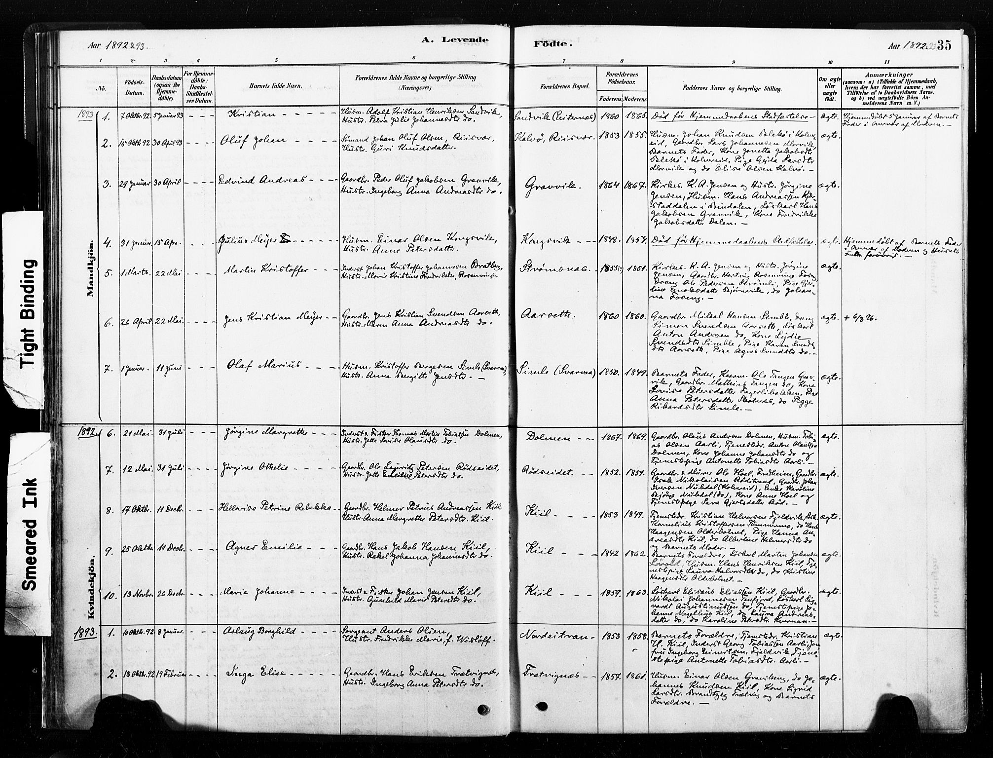 Ministerialprotokoller, klokkerbøker og fødselsregistre - Nord-Trøndelag, AV/SAT-A-1458/789/L0705: Parish register (official) no. 789A01, 1878-1910, p. 35