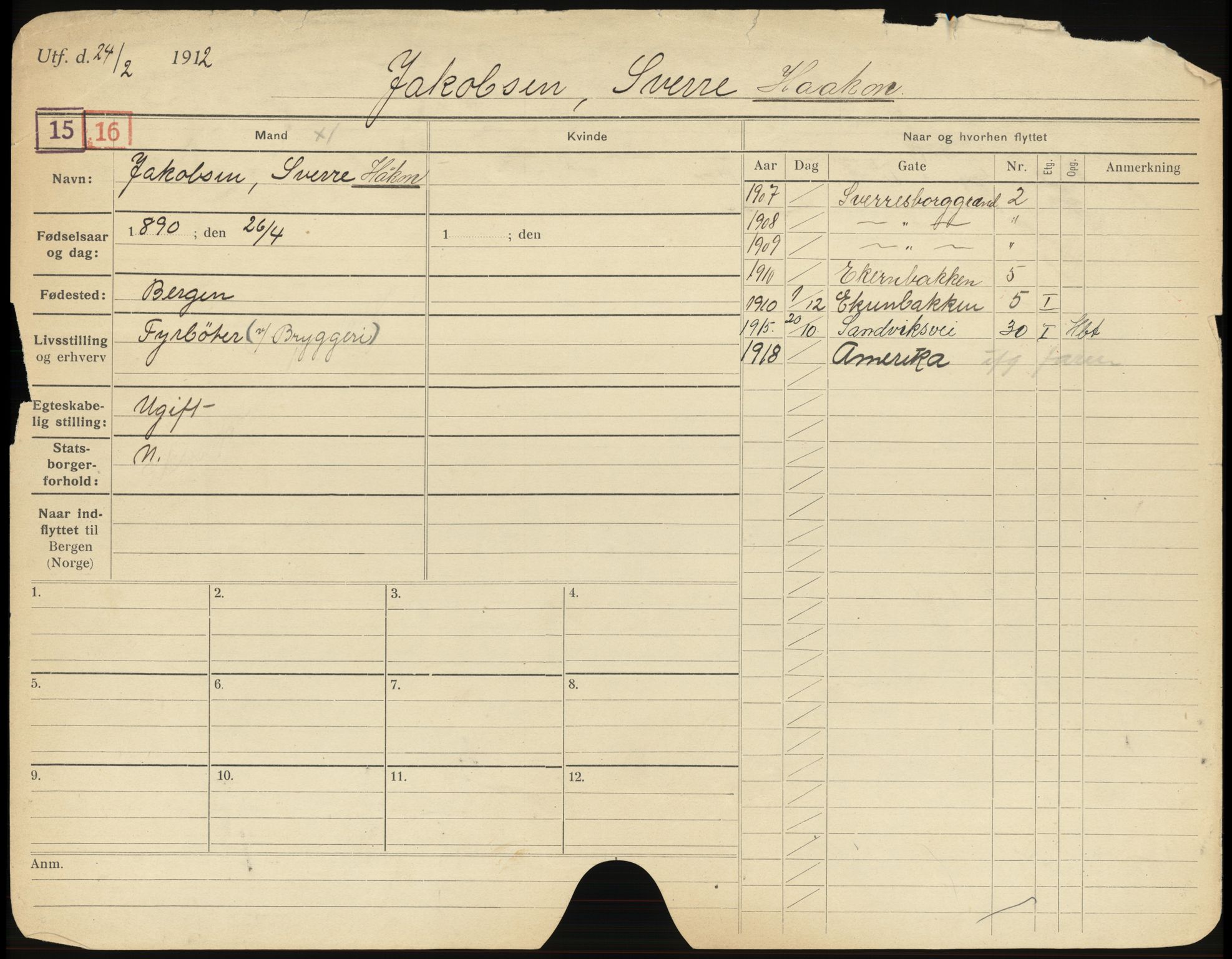 Bergen folkeregister, AV/SAB-A-17201/I/Ia/L0014: Utflyttet 1912 - 1920, Ibsen - Jetmundsen, 1912-1920