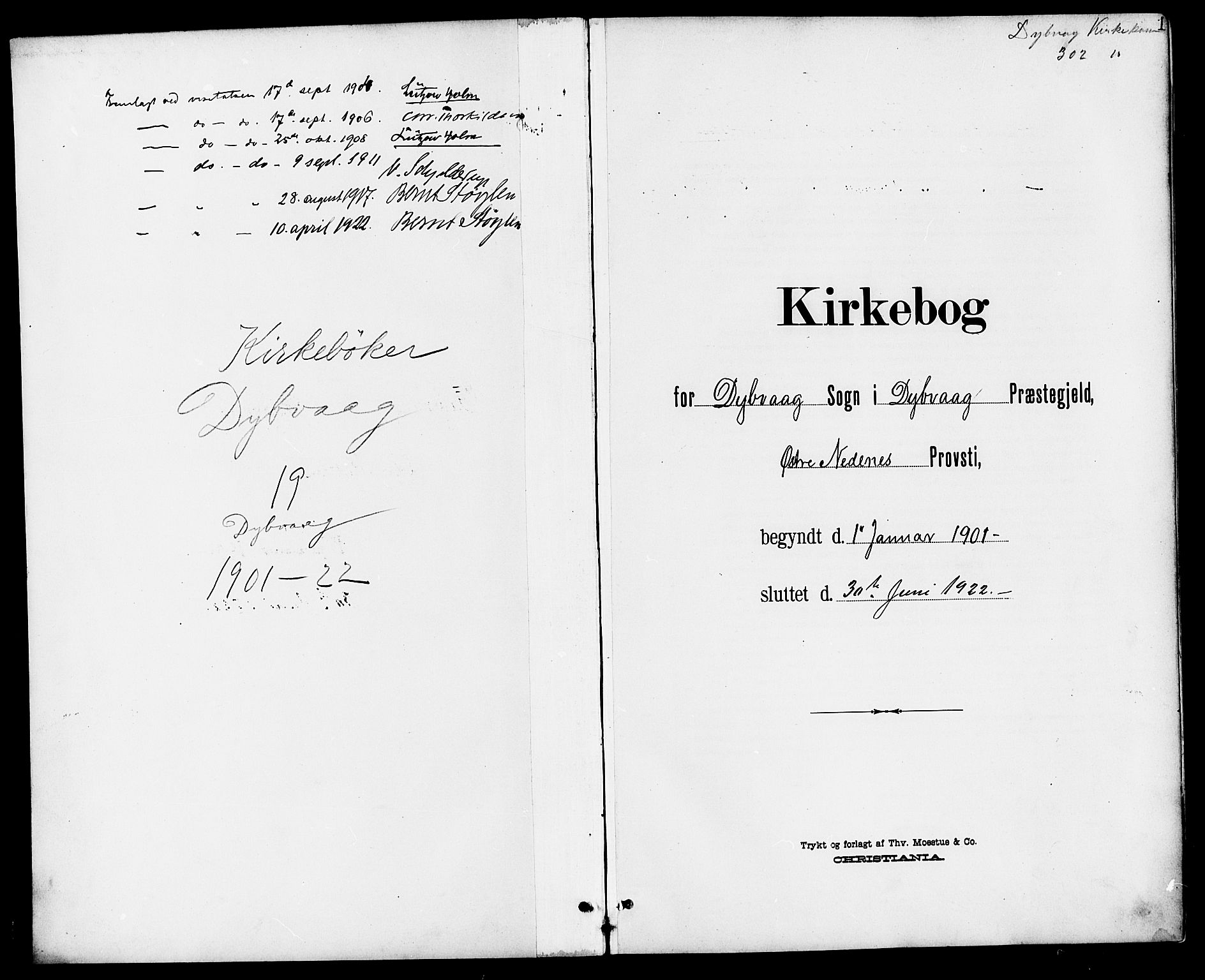 Dypvåg sokneprestkontor, SAK/1111-0007/F/Fb/Fba/L0014: Parish register (copy) no. B 14, 1901-1922