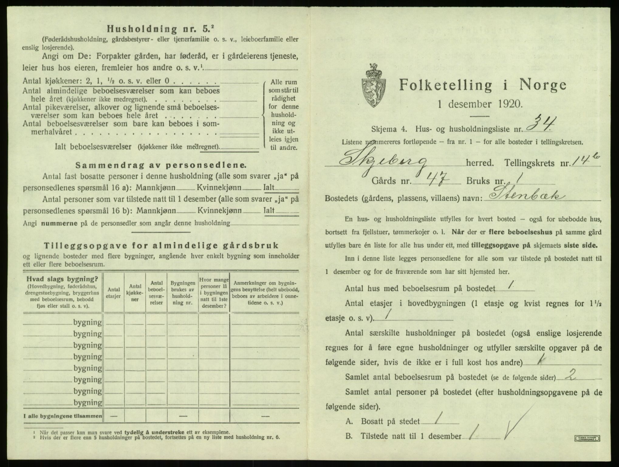 SAO, 1920 census for Skjeberg, 1920, p. 2081