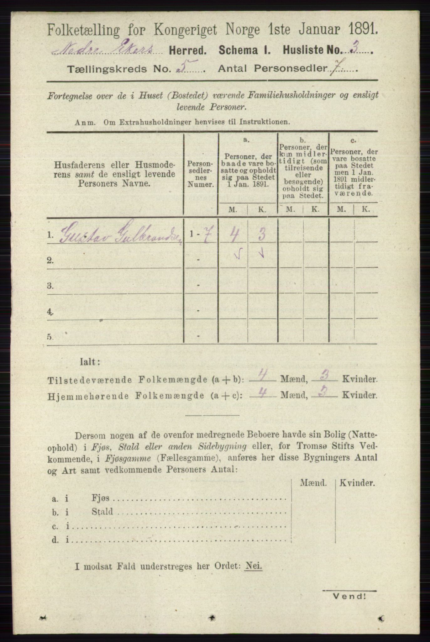 RA, 1891 census for 0625 Nedre Eiker, 1891, p. 2257