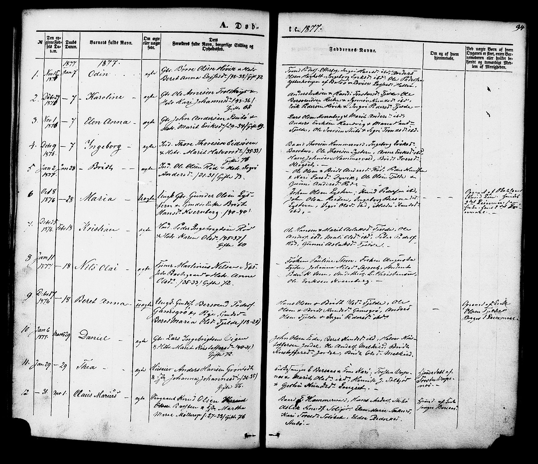 Ministerialprotokoller, klokkerbøker og fødselsregistre - Møre og Romsdal, AV/SAT-A-1454/551/L0625: Parish register (official) no. 551A05, 1846-1879, p. 94