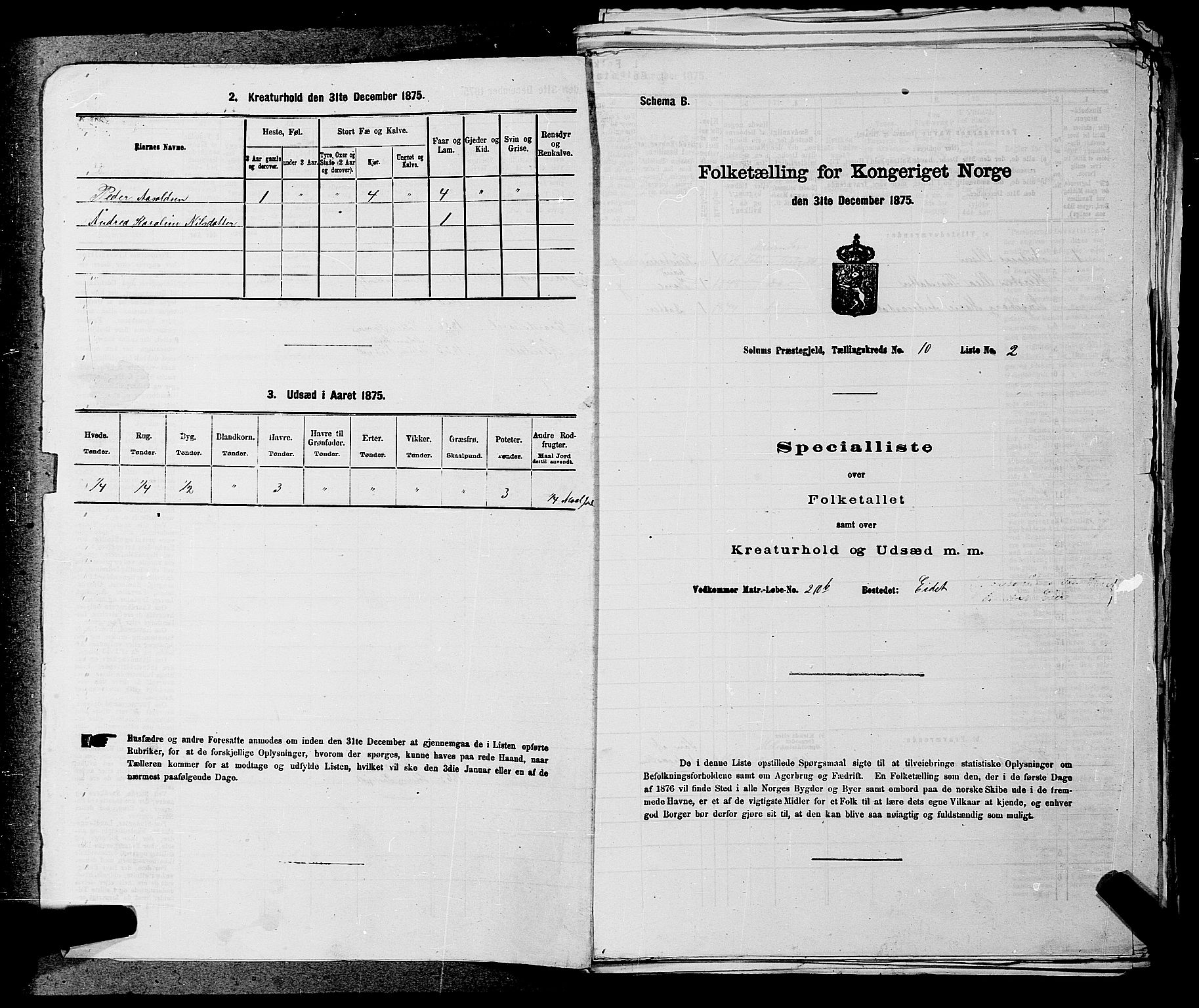 SAKO, 1875 census for 0818P Solum, 1875, p. 1465