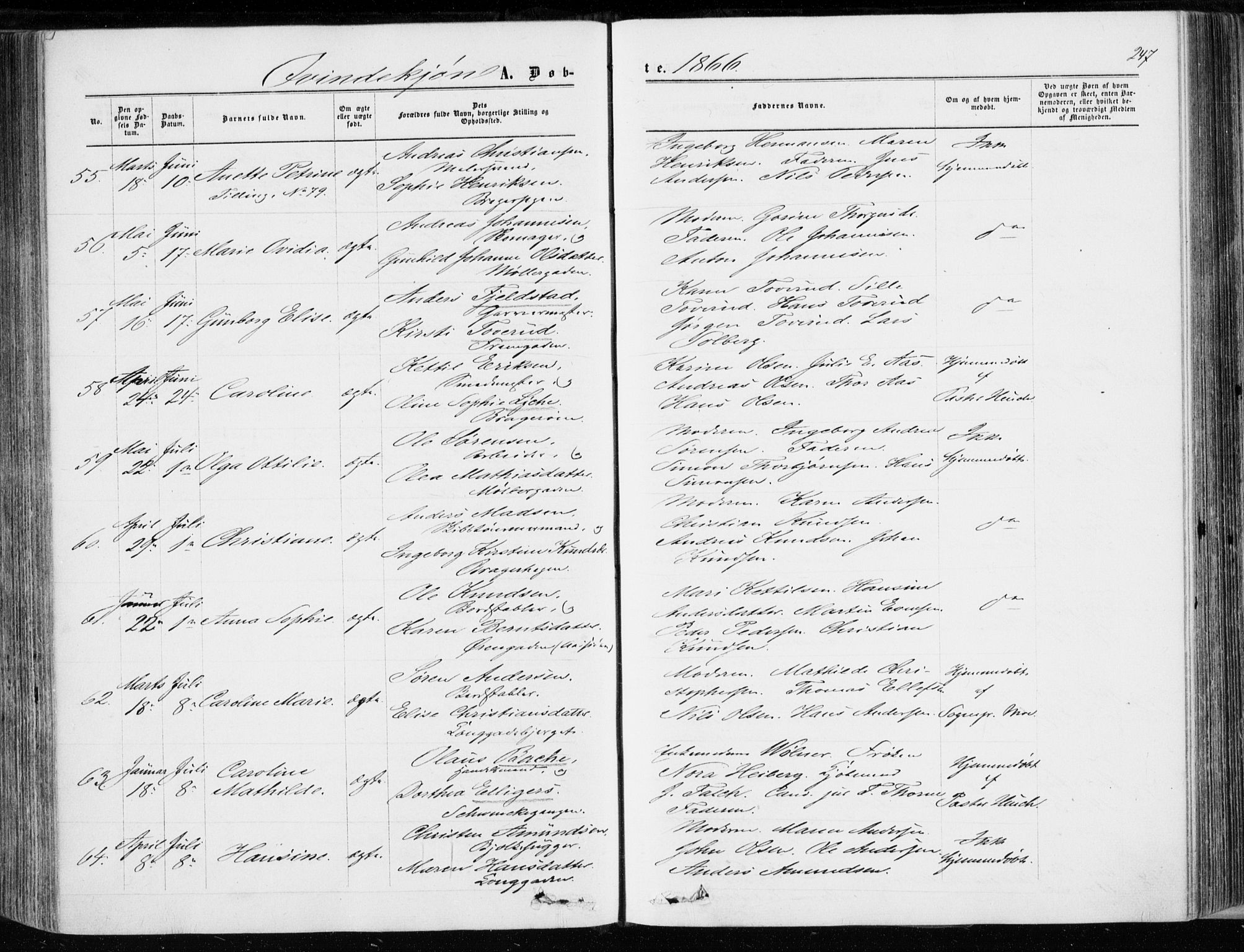 Bragernes kirkebøker, AV/SAKO-A-6/F/Fb/L0003: Parish register (official) no. II 3, 1860-1868, p. 247