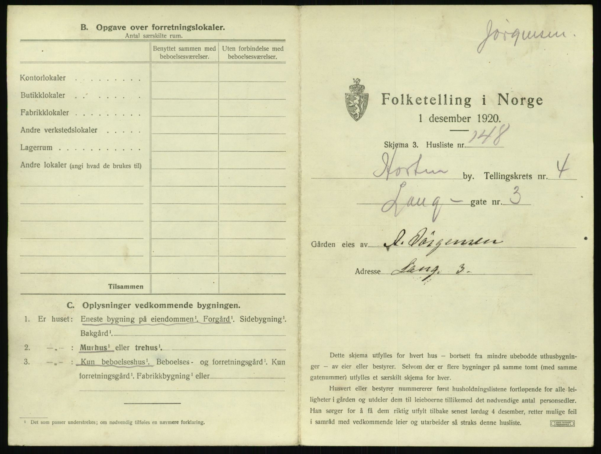 SAKO, 1920 census for Horten, 1920, p. 1515