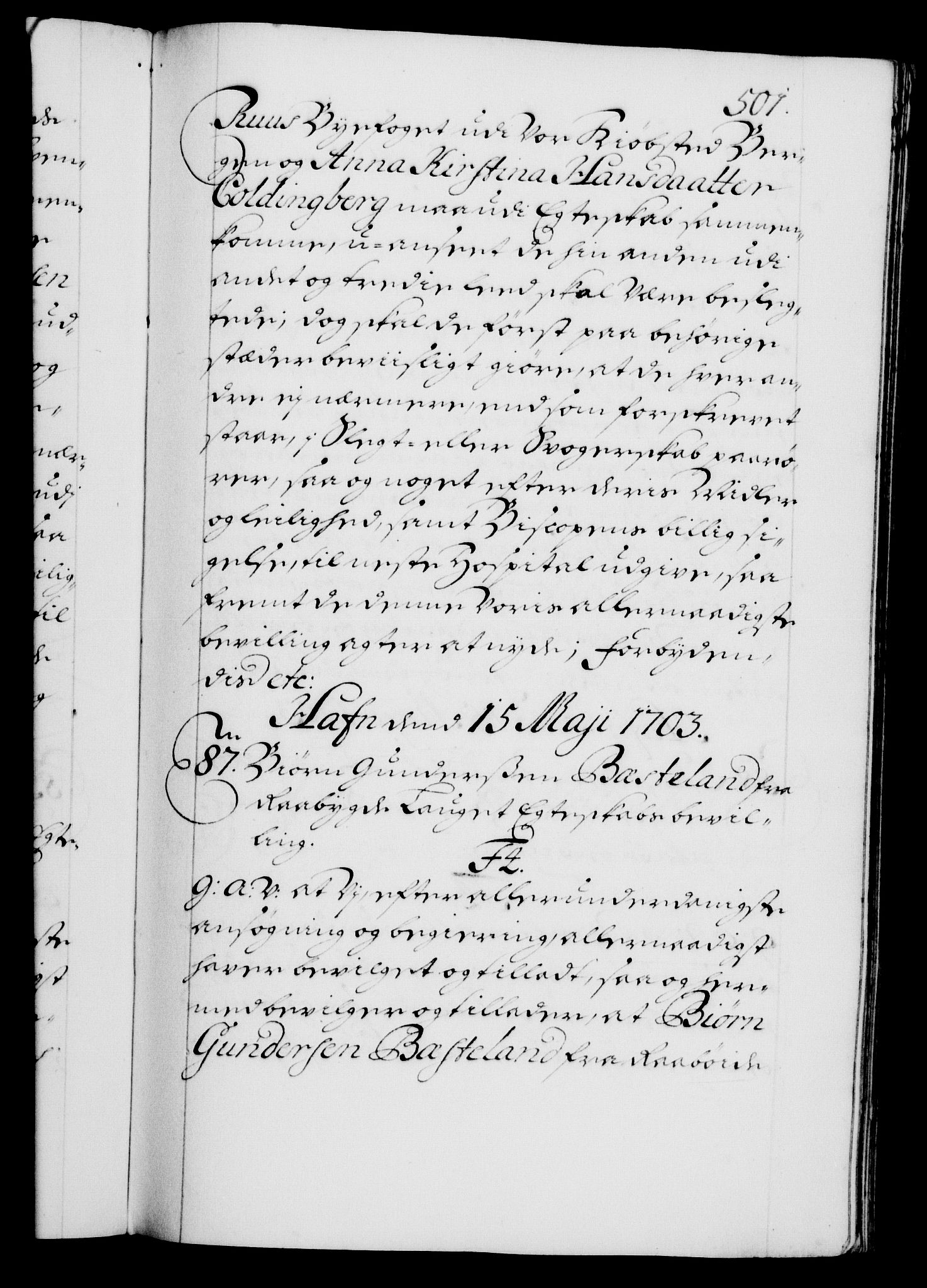 Danske Kanselli 1572-1799, AV/RA-EA-3023/F/Fc/Fca/Fcaa/L0018: Norske registre, 1699-1703, p. 501a