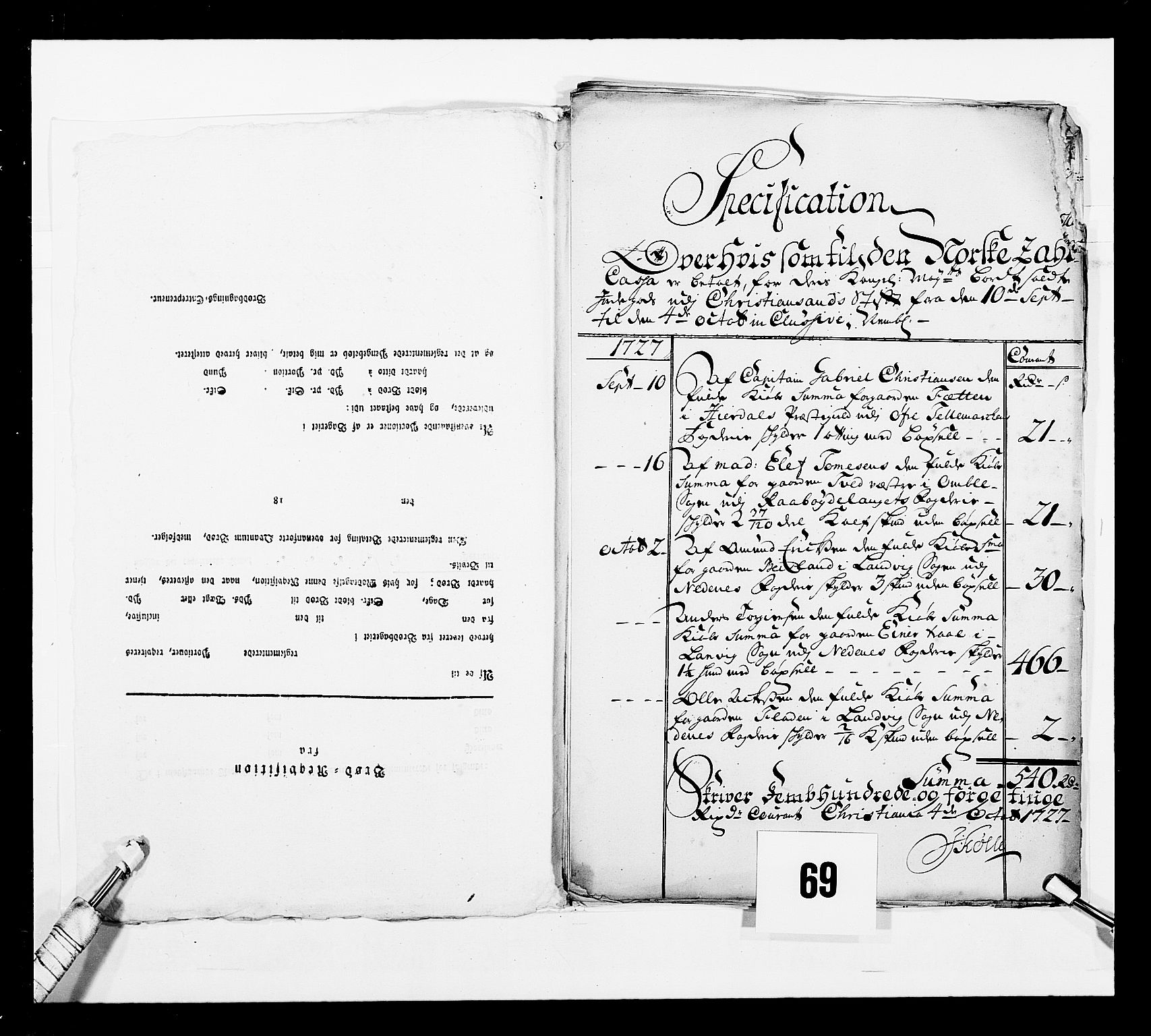 Stattholderembetet 1572-1771, AV/RA-EA-2870/Ek/L0042/0001: Jordebøker o.a. 1720-1728 vedkommende krongodset: / Dokumenter om salget av krongods, 1722-1728, p. 266