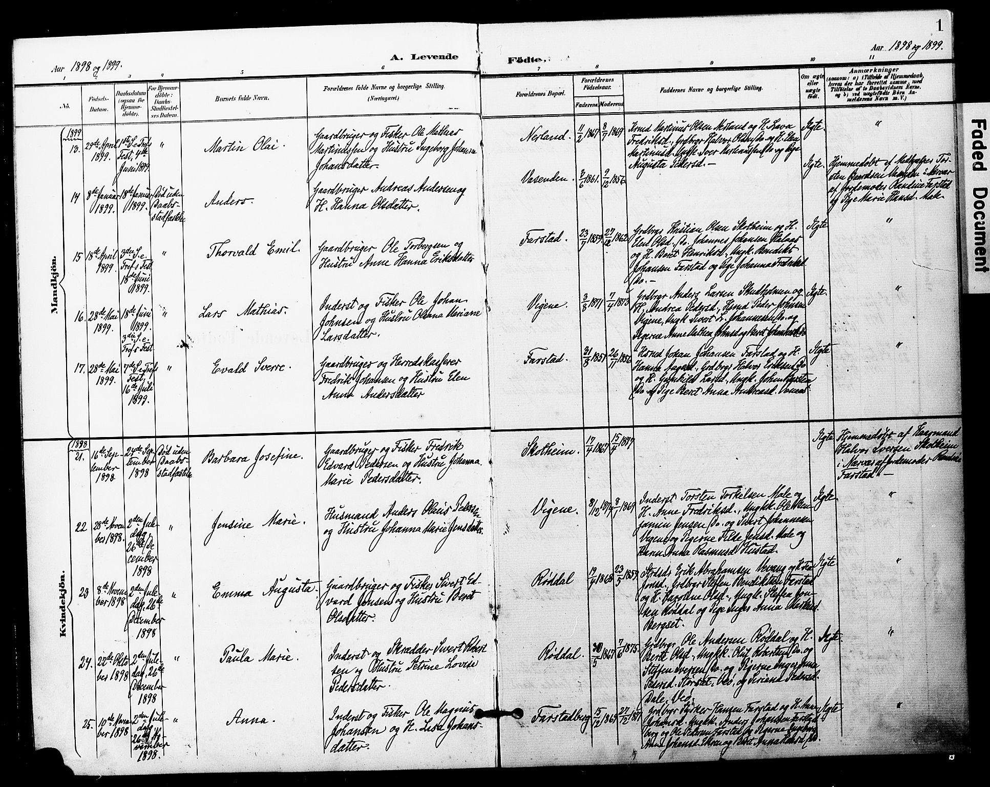 Ministerialprotokoller, klokkerbøker og fødselsregistre - Møre og Romsdal, AV/SAT-A-1454/567/L0779: Parish register (official) no. 567A02, 1898-1902, p. 1