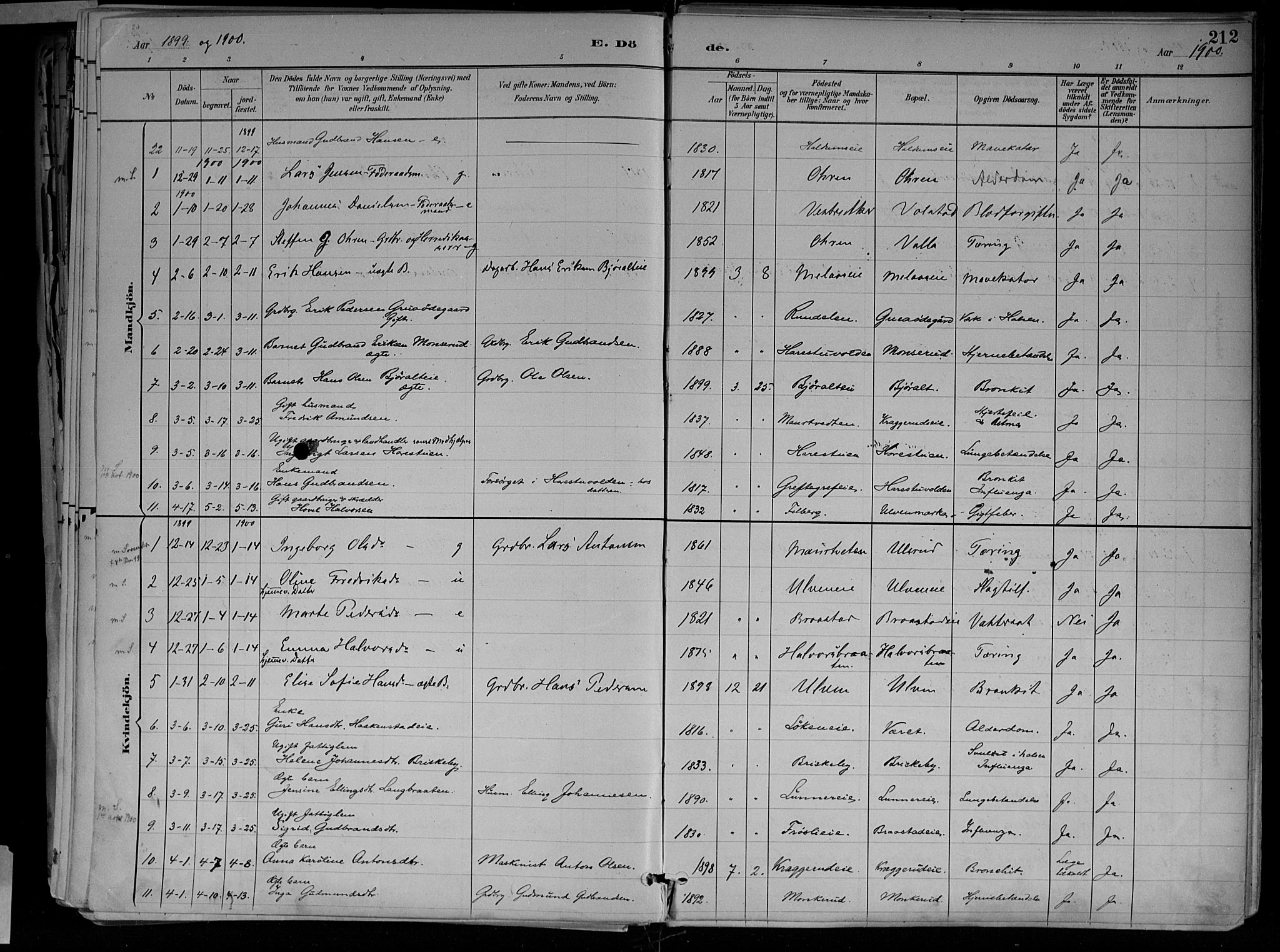 Jevnaker prestekontor, SAH/PREST-116/H/Ha/Haa/L0010: Parish register (official) no. 10, 1891-1906, p. 212