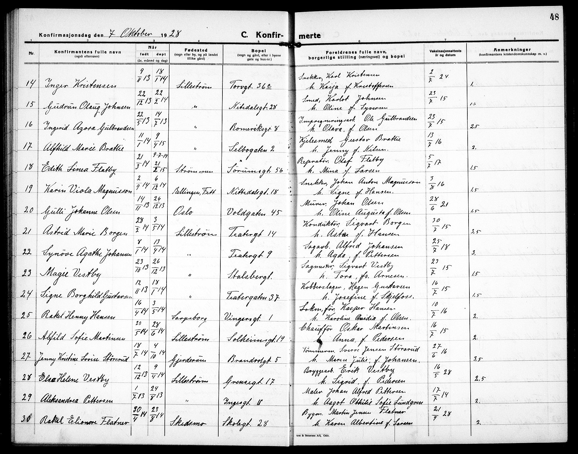 Skedsmo prestekontor Kirkebøker, AV/SAO-A-10033a/G/Gc/L0003: Parish register (copy) no. III 4, 1926-1939, p. 48