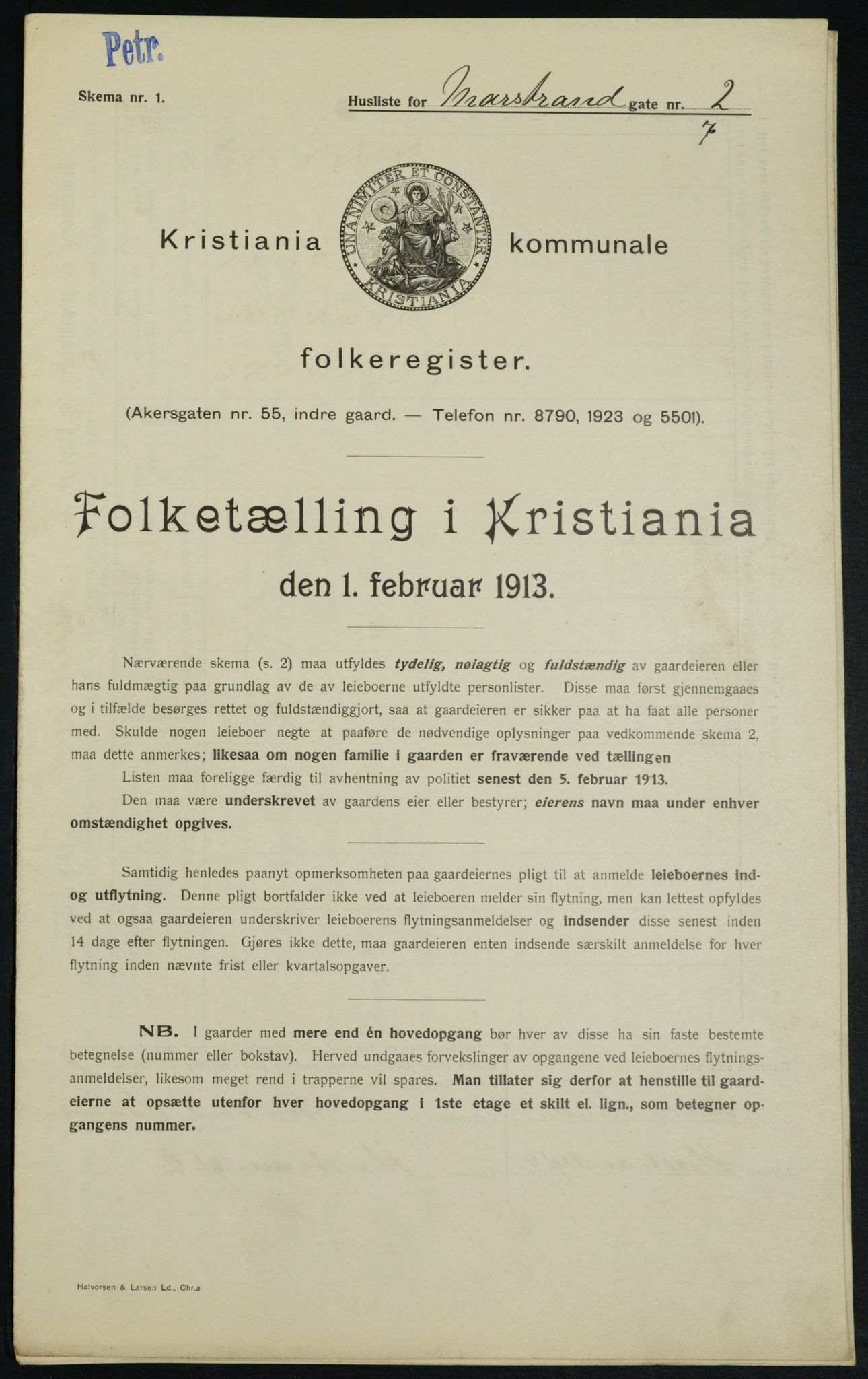 OBA, Municipal Census 1913 for Kristiania, 1913, p. 64502