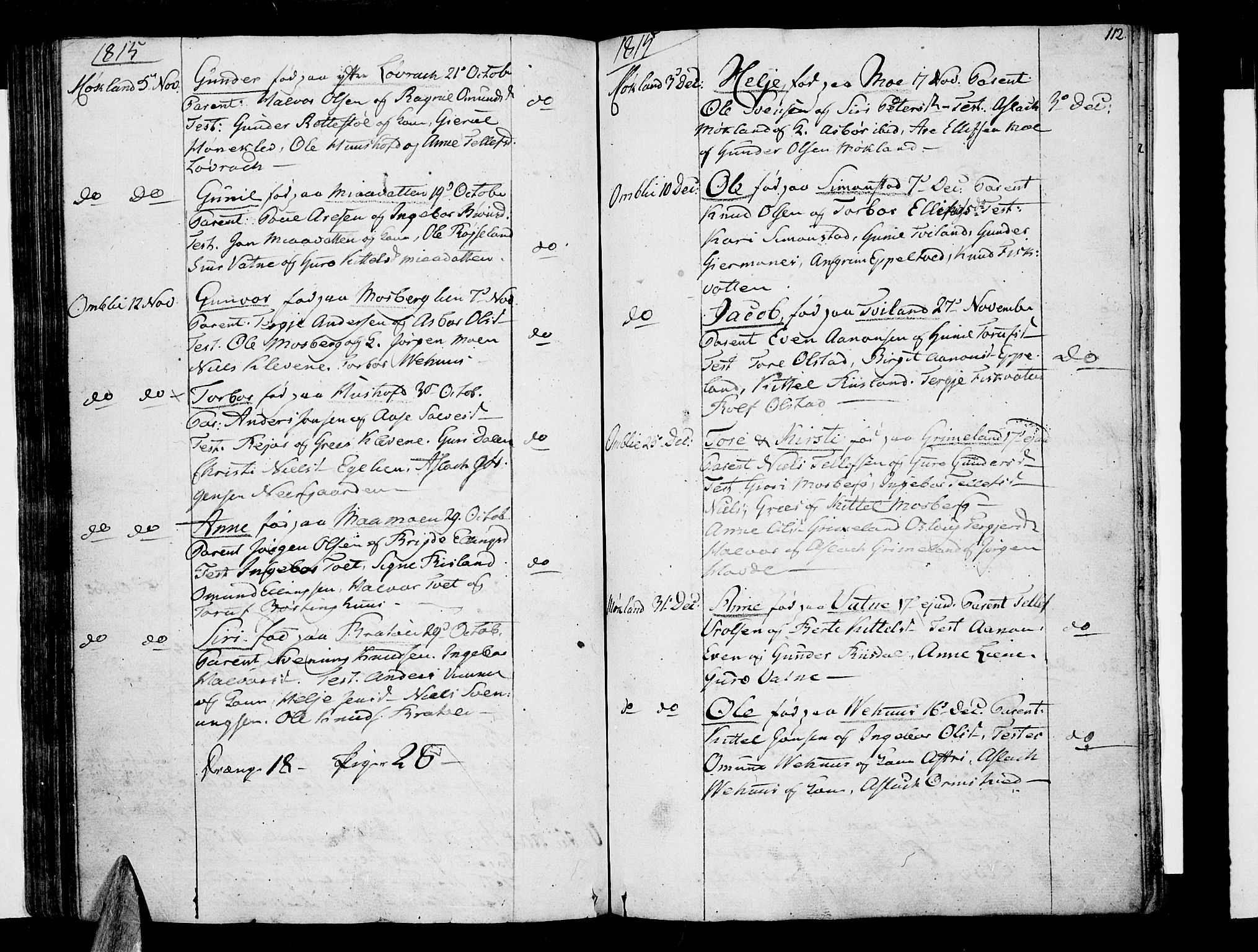 Åmli sokneprestkontor, AV/SAK-1111-0050/F/Fa/Fac/L0005: Parish register (official) no. A 5, 1796-1816, p. 112