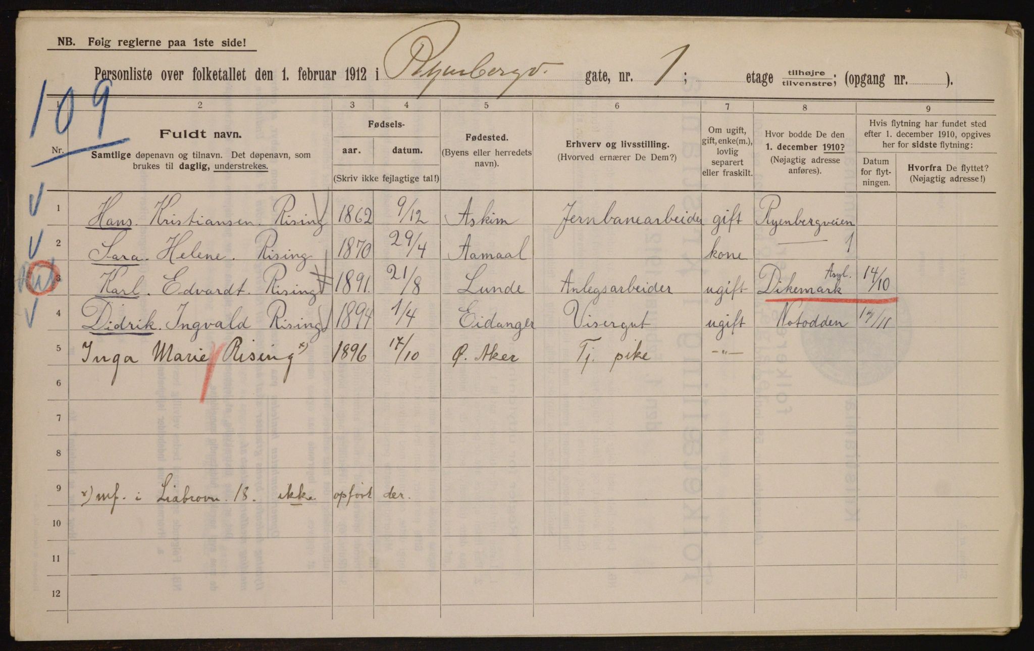 OBA, Municipal Census 1912 for Kristiania, 1912, p. 85839