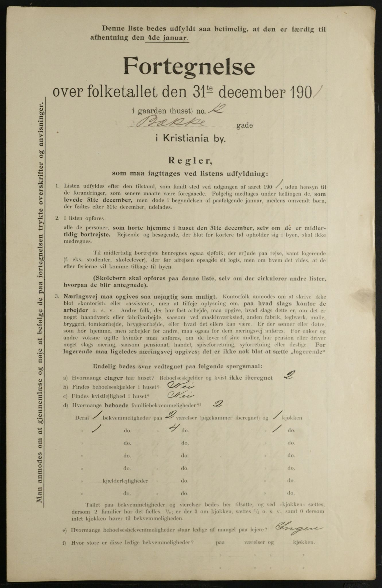 OBA, Municipal Census 1901 for Kristiania, 1901, p. 662