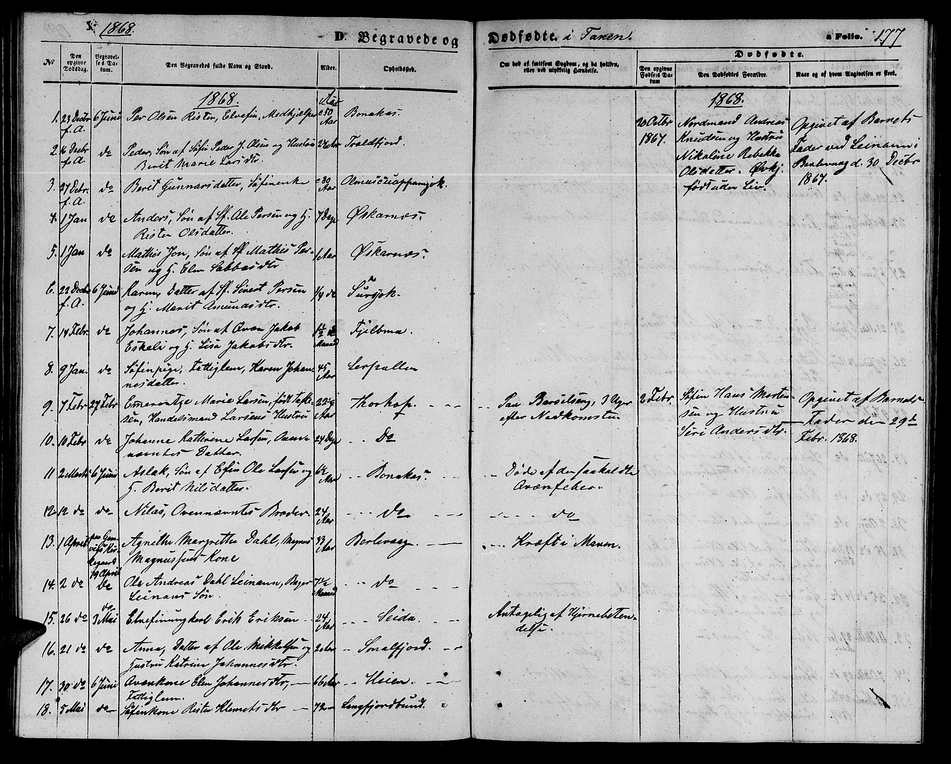Tana sokneprestkontor, SATØ/S-1334/H/Hb/L0002klokker: Parish register (copy) no. 2 /1, 1866-1877, p. 177