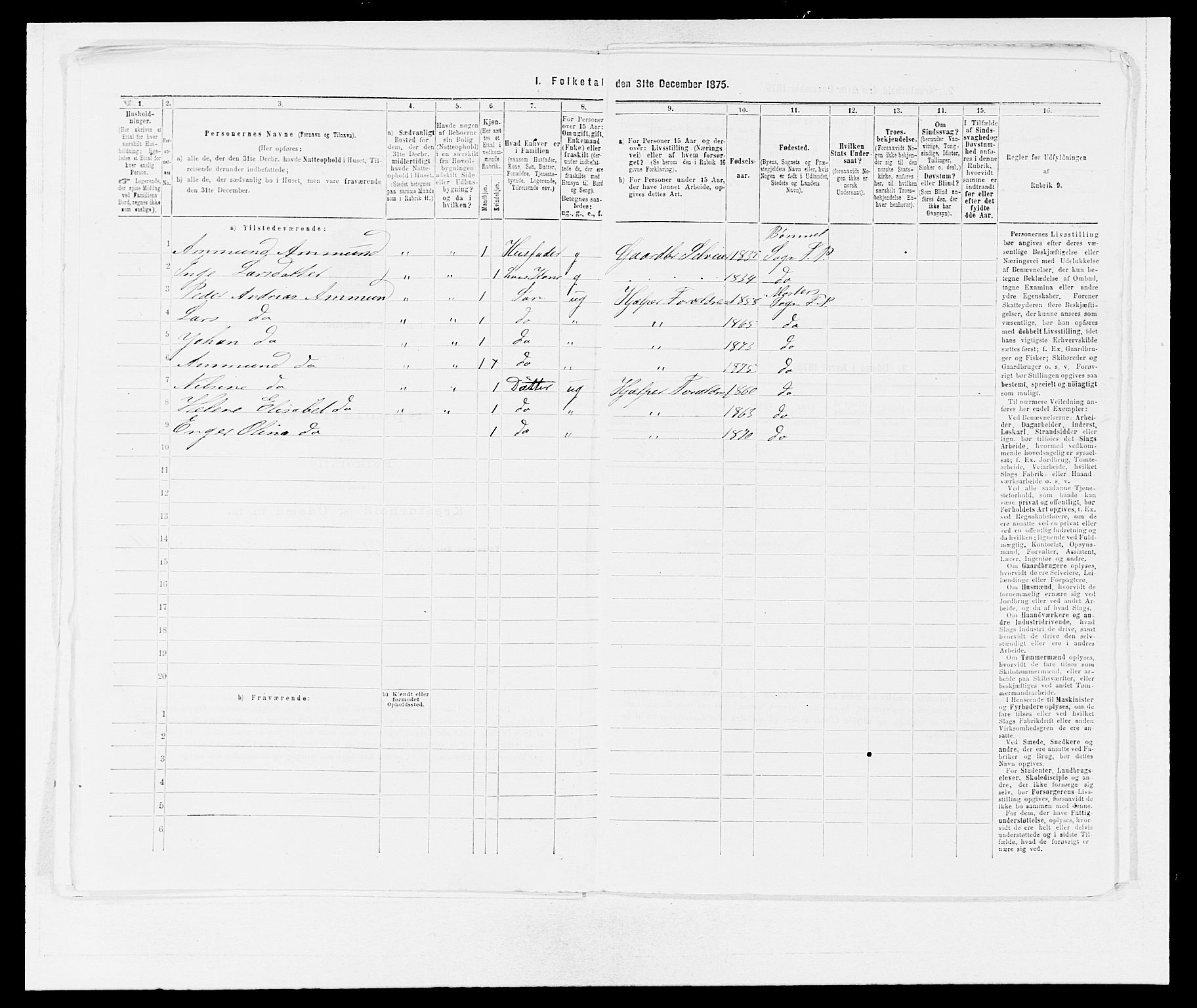 SAB, 1875 census for 1218P Finnås, 1875, p. 515