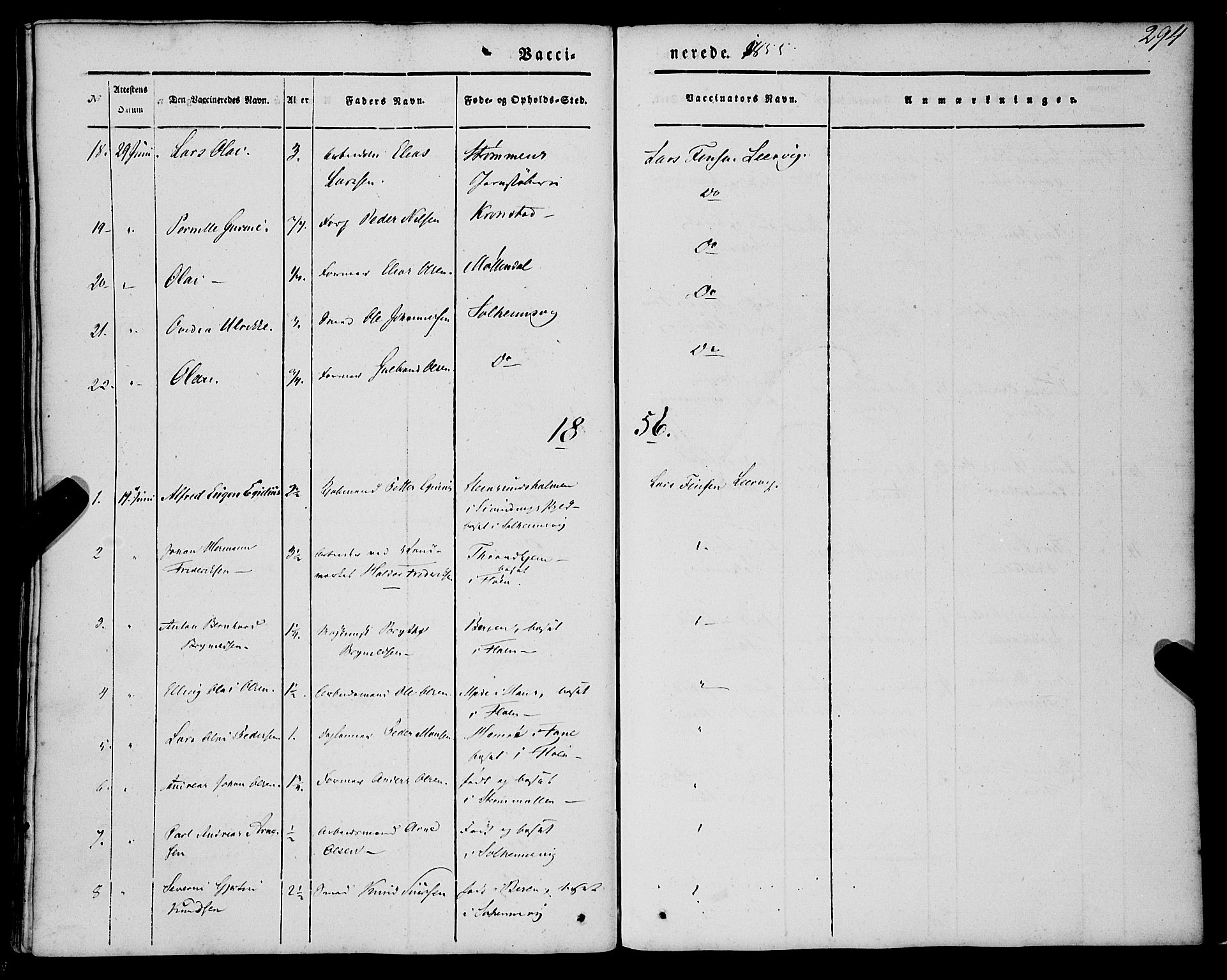 St. Jørgens hospital og Årstad sokneprestembete, SAB/A-99934: Parish register (official) no. A 4, 1844-1863, p. 294