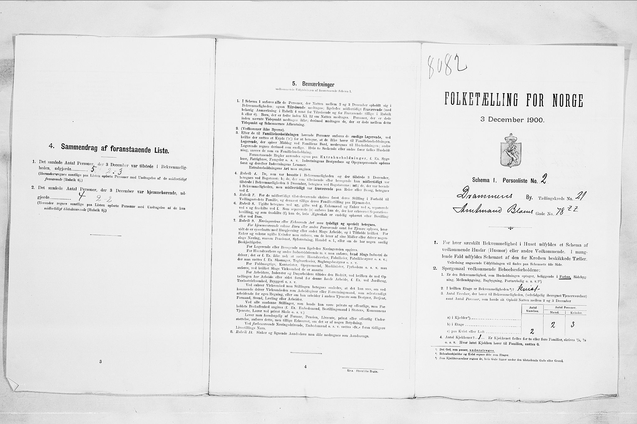 RA, 1900 census for Drammen, 1900, p. 3402